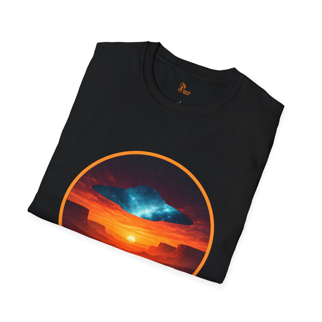 UFO Desert Sunset Badge Graphic Tee - Cryptid Prints