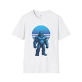 Neon Arctic Yeti T-Shirt - Frozen Cryptid Under Blue Sunset