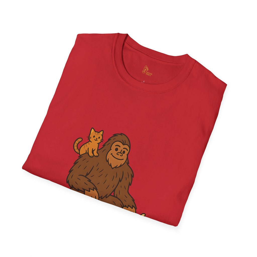 Bigfoot & Cats Meow T-Shirt - Cute Cryptid Cat Lover Tee