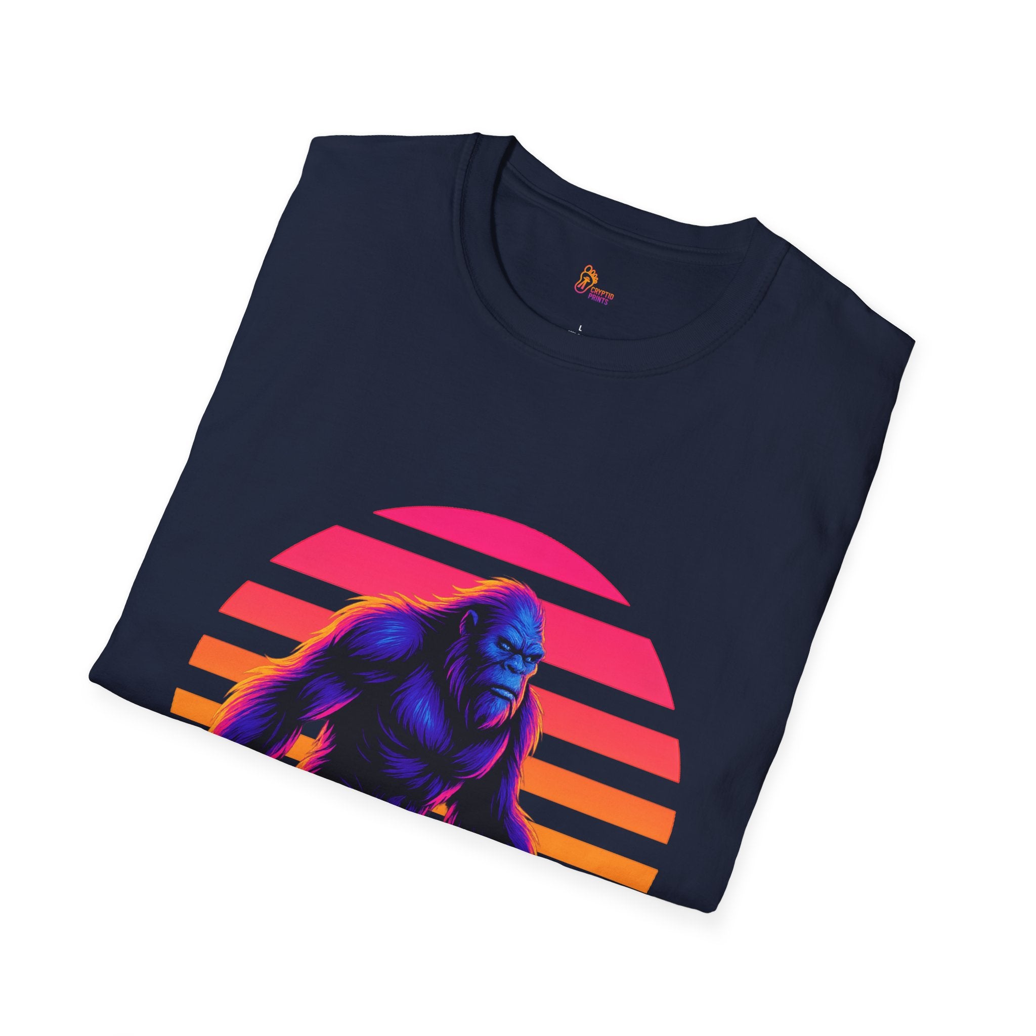 Neon Bigfoot Sunset Graphic Tee - Cryptid Prints