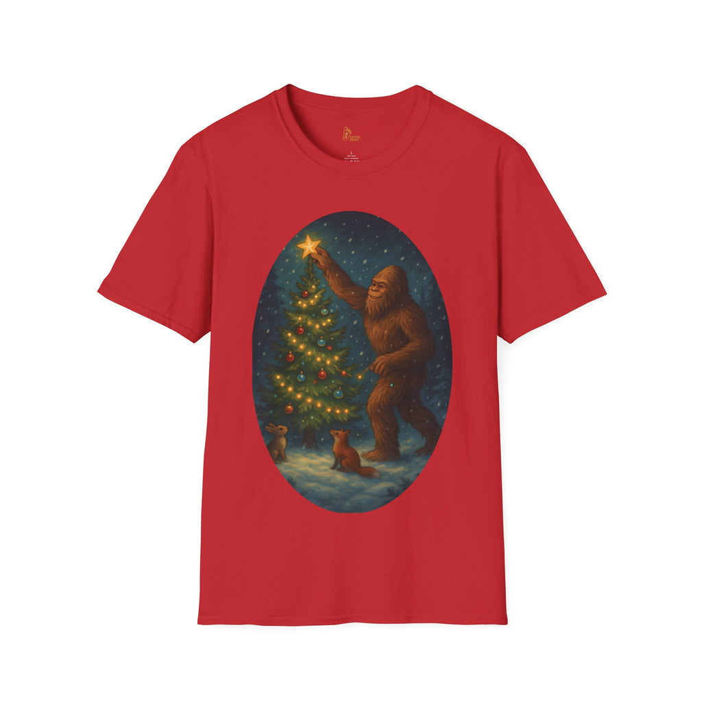 Bigfoot Christmas T-Shirt - Holiday Spirit Winter Scene