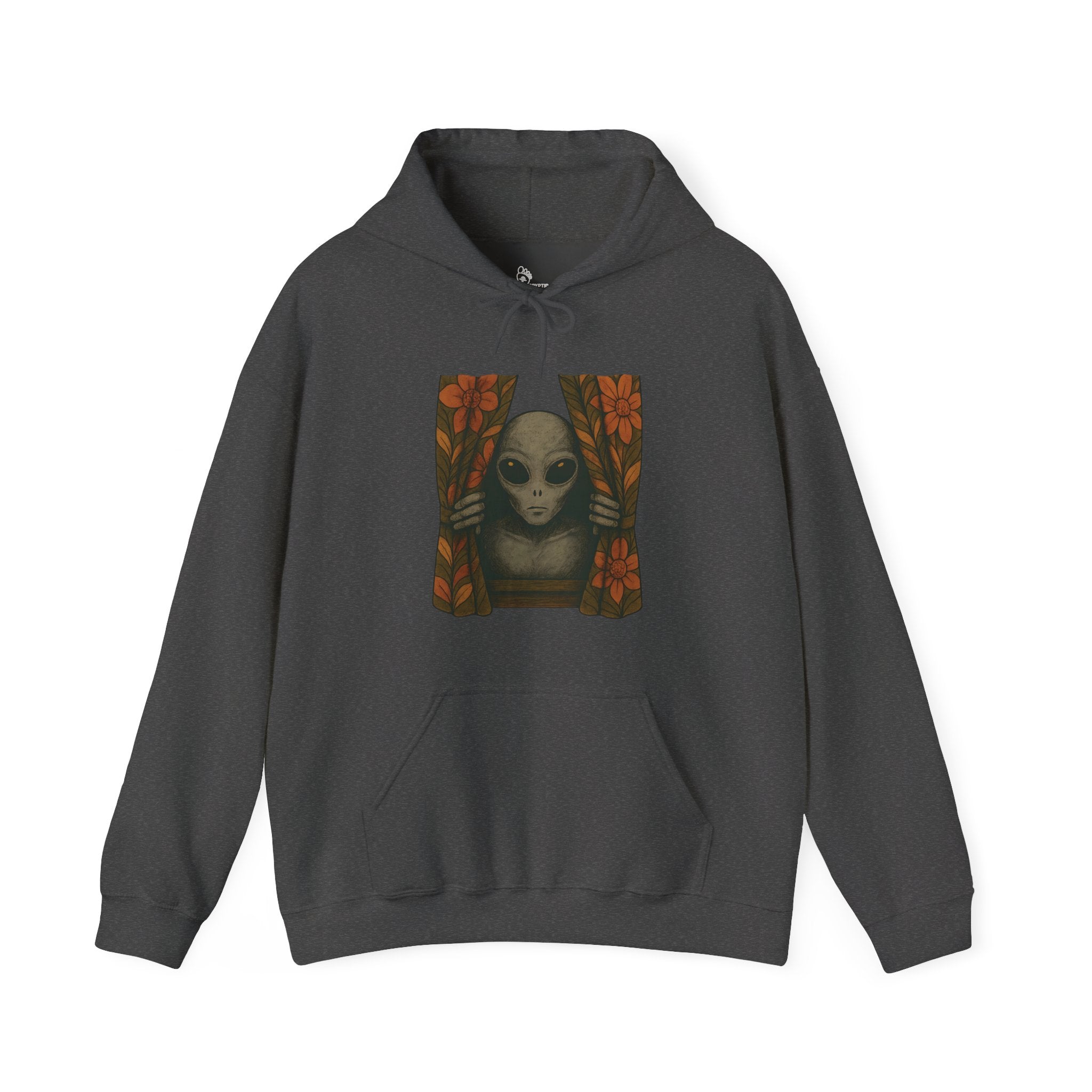 Alien Peeking Window Hoodie - Retro Encounter at Nightfall