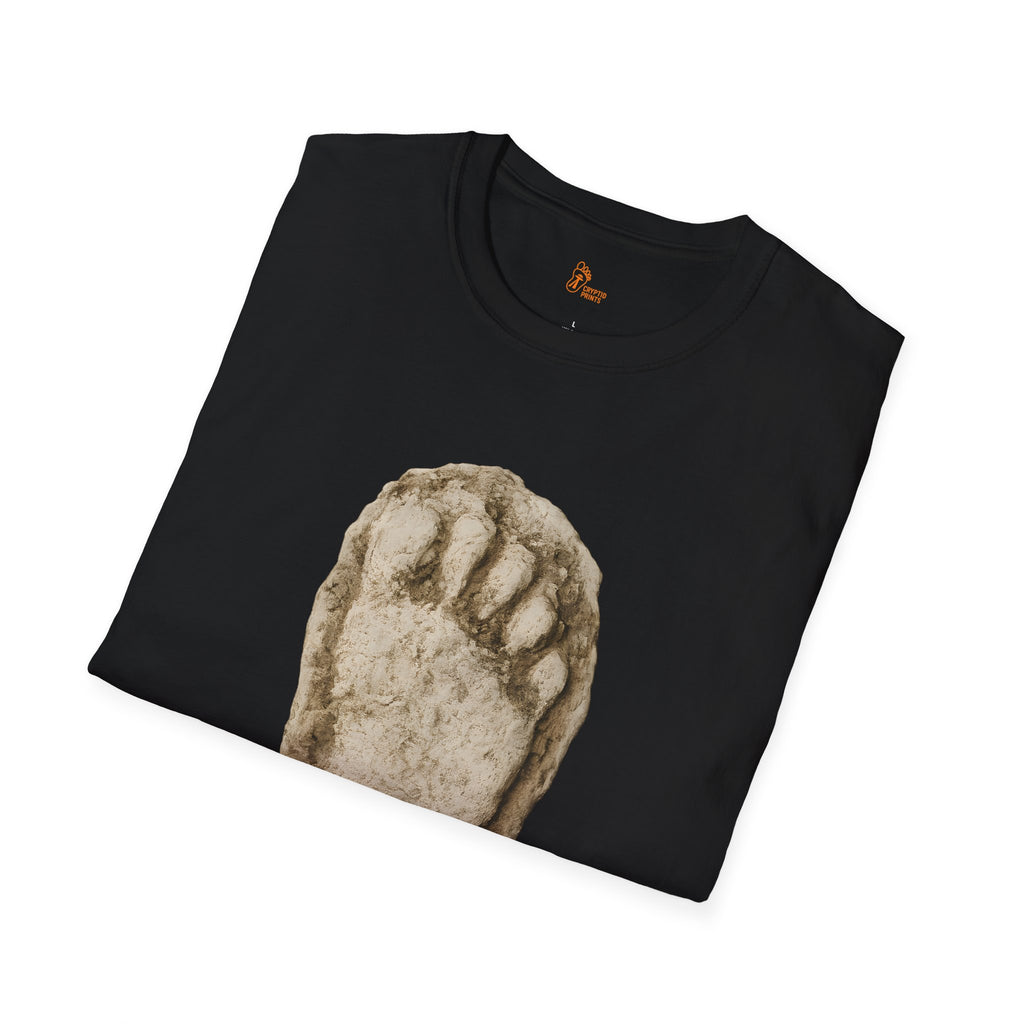 Bigfoot Foot Casting T-Shirt - Field Research Plaster Impression