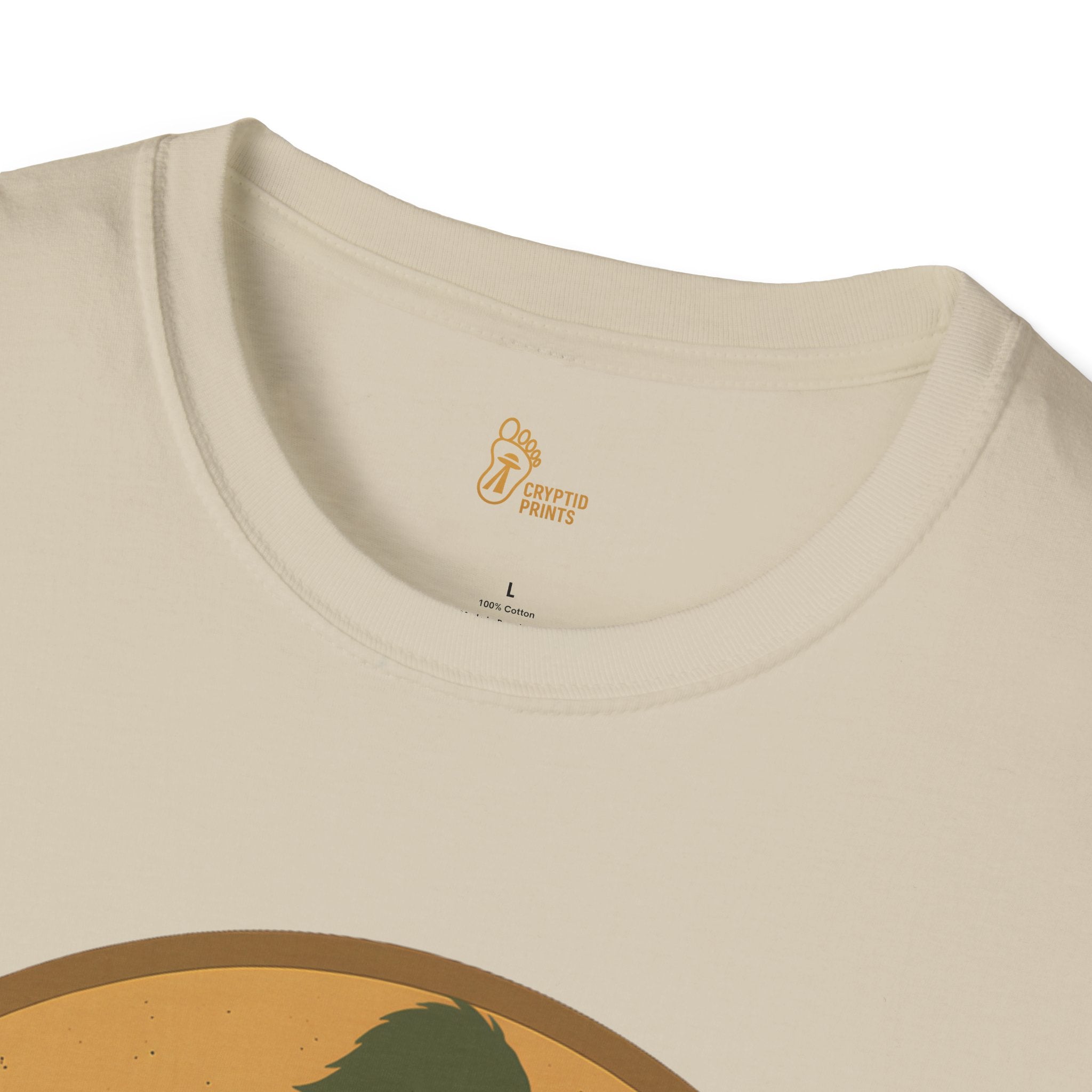 Bigfoot Retro Forest Badge T-Shirt - Vintage Stripe Design