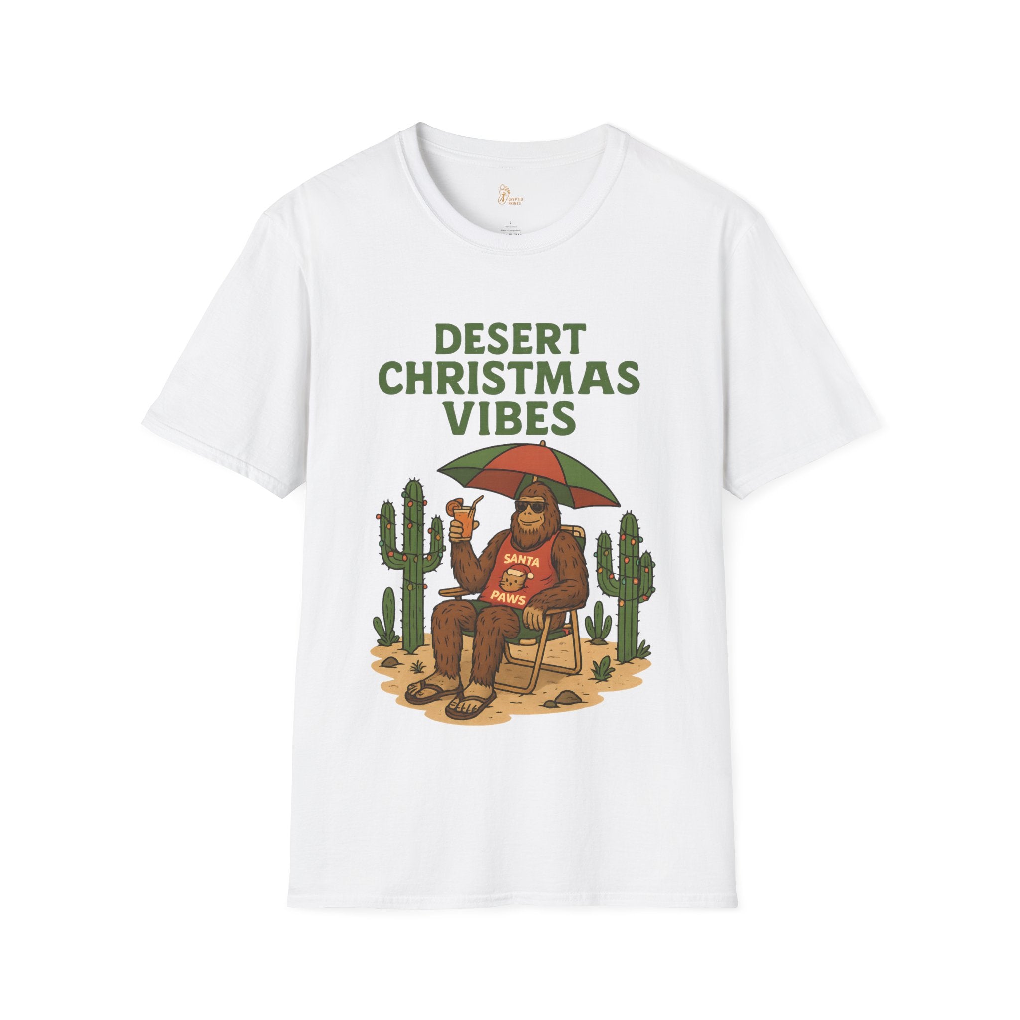Desert Christmas Vibes Bigfoot Shirt - Santa Paws Christmas T-Shirt
