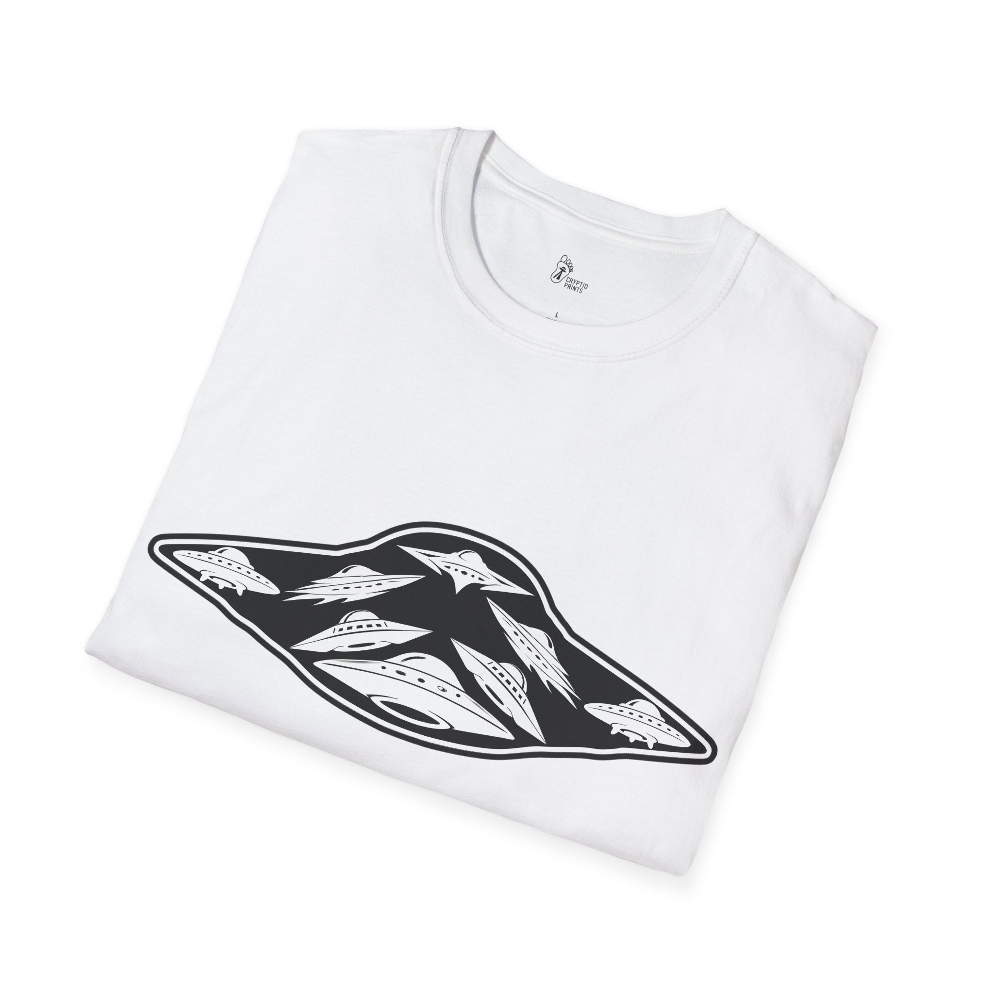 UFO Fractal Fleet T-Shirt - Minimal Alien Formation