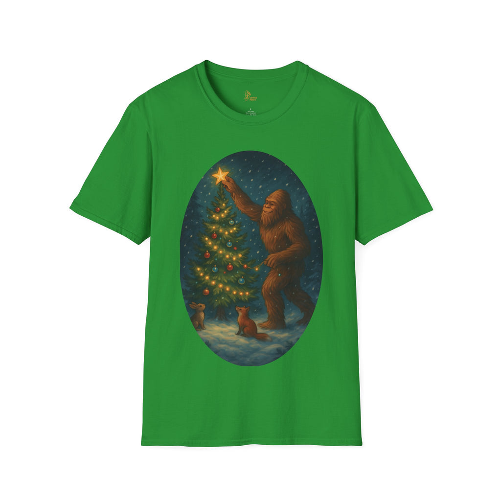 Bigfoot Christmas T-Shirt - Holiday Spirit Winter Scene