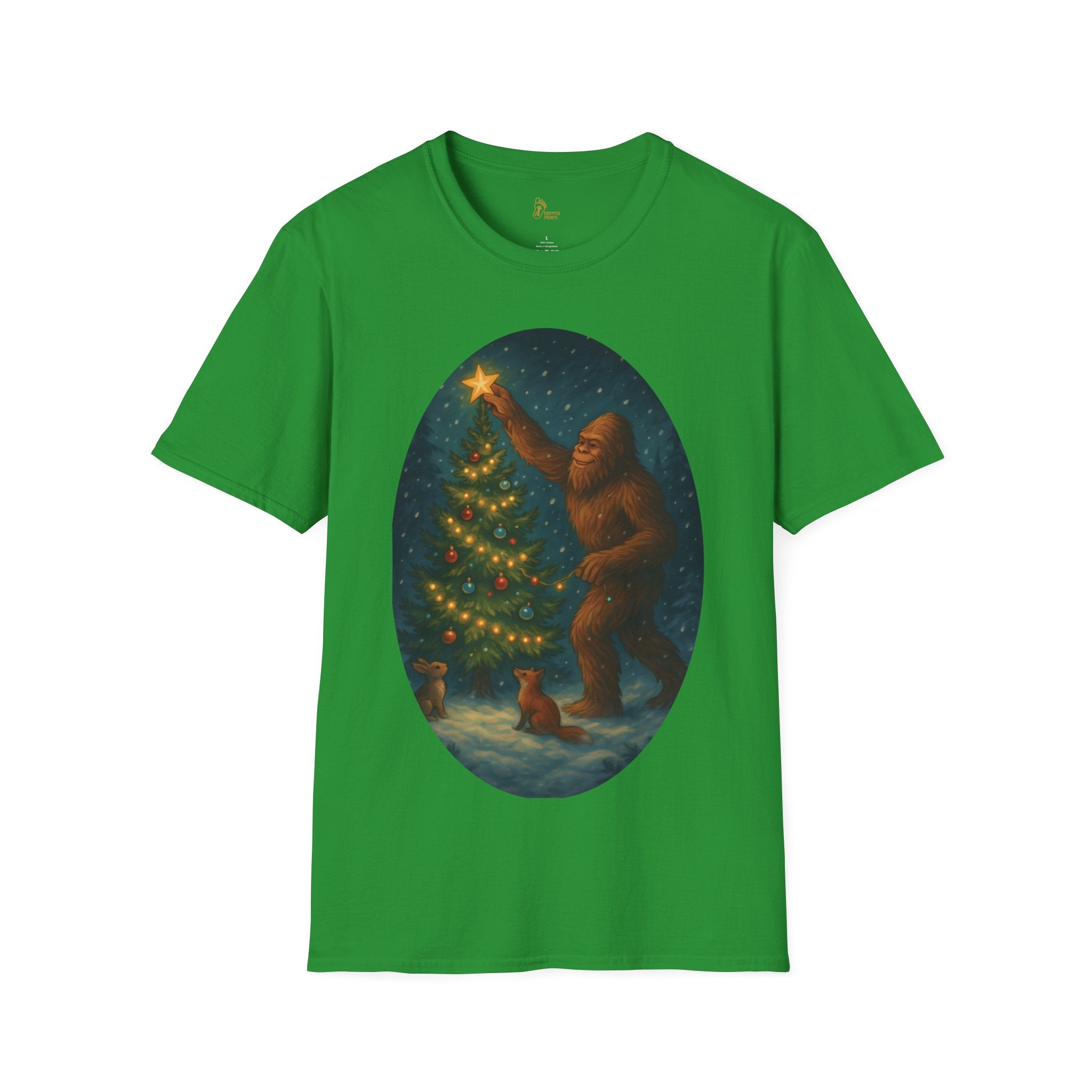 Bigfoot Christmas T-Shirt - Holiday Spirit Winter Scene