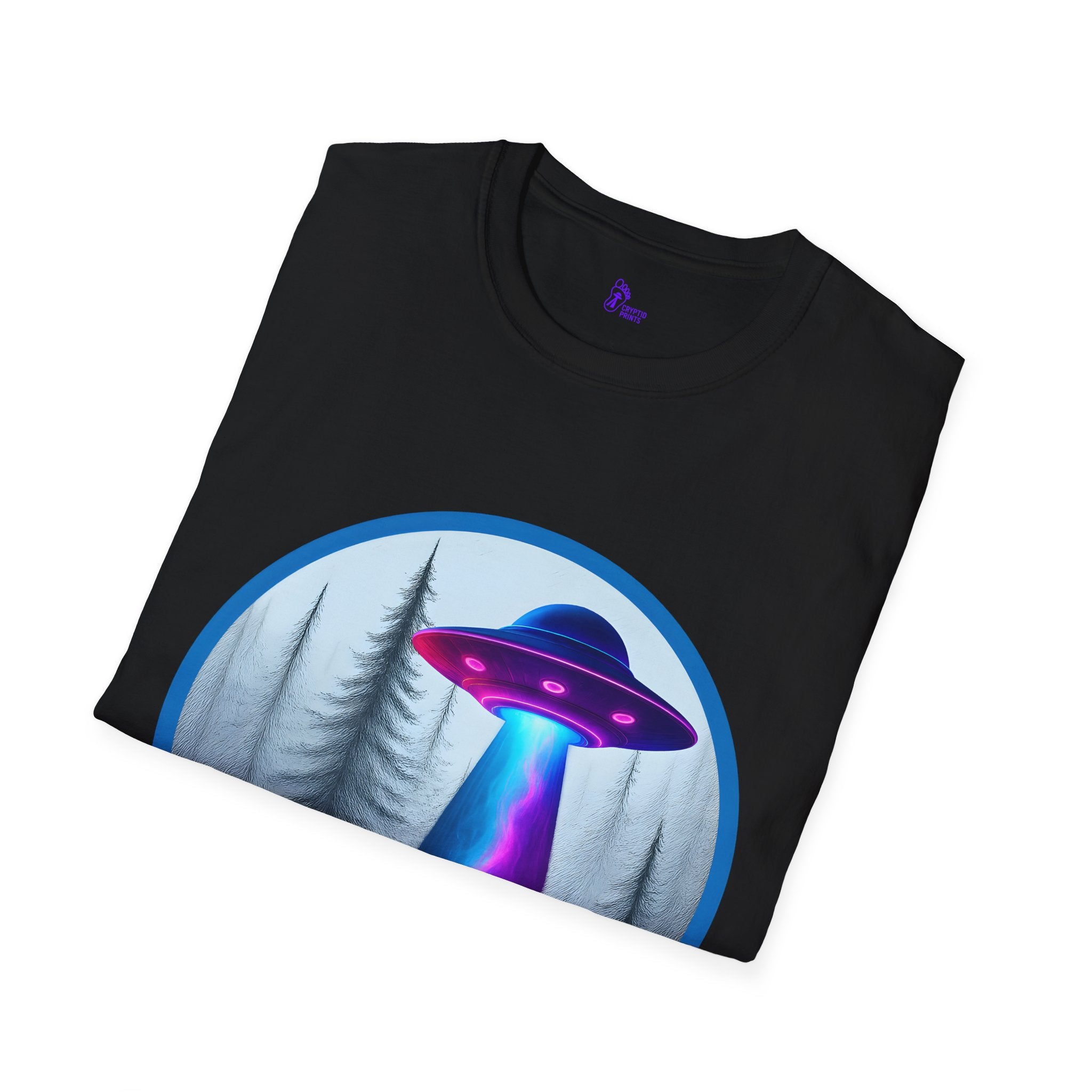 UFO Forest Abduction Scene Graphic Tee - Cryptid Prints