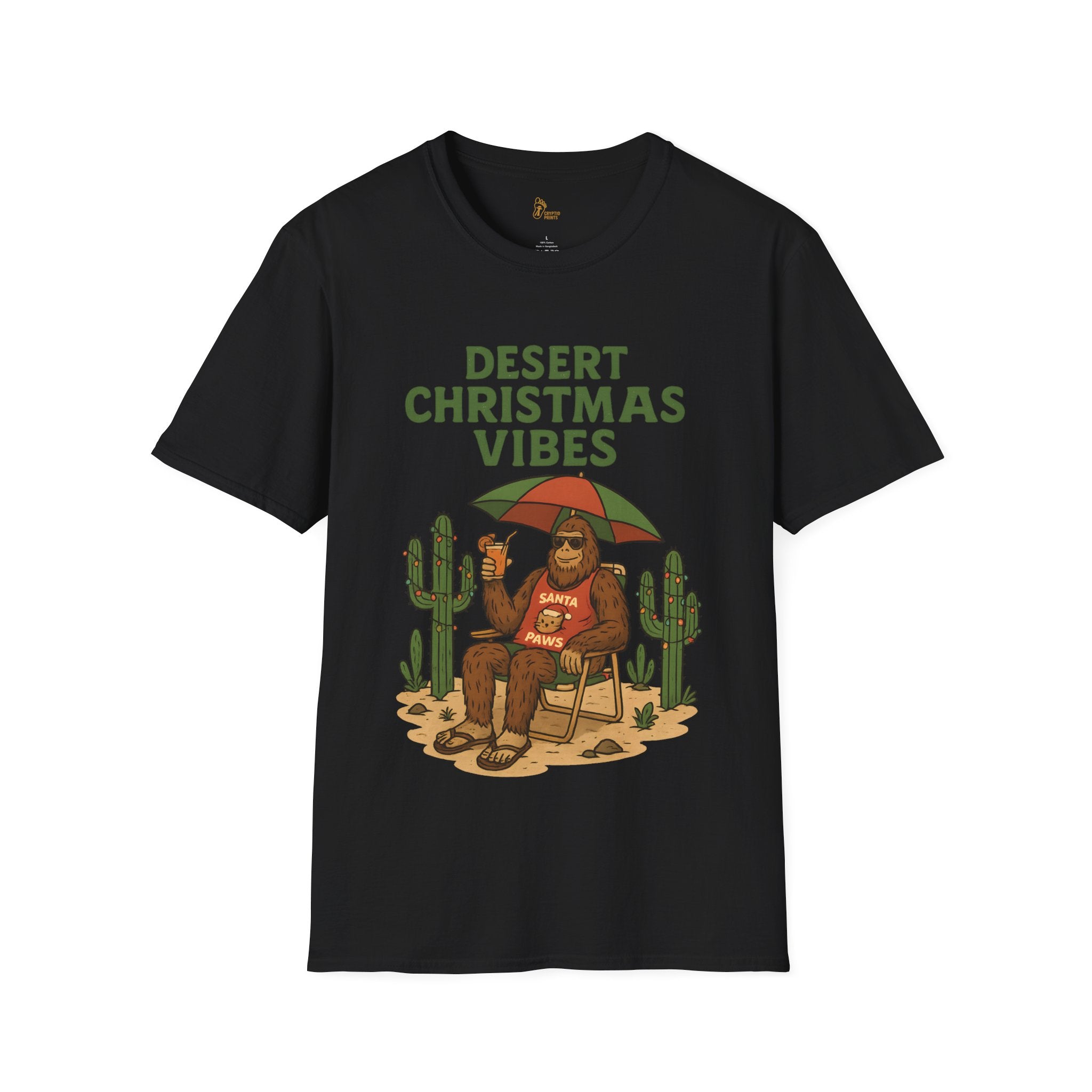 Desert Christmas Vibes Bigfoot Shirt - Santa Paws Christmas T-Shirt