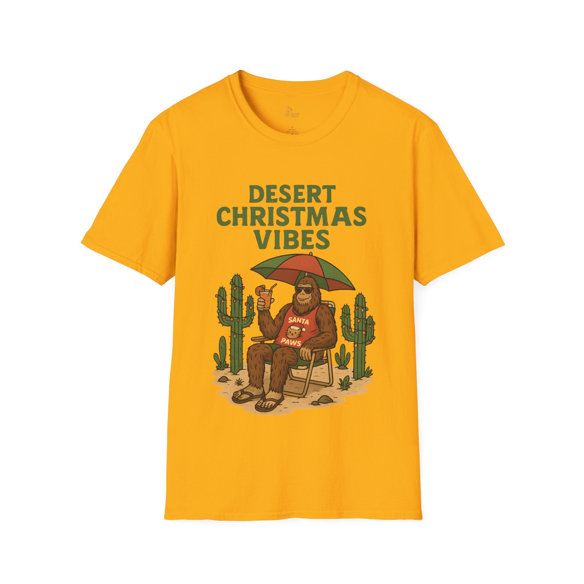 Desert Christmas Vibes Bigfoot Shirt - Santa Paws Christmas T-Shirt