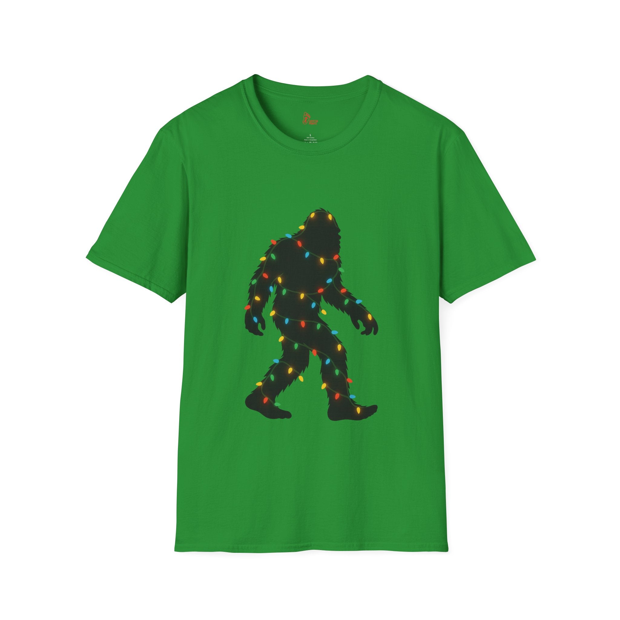 Bigfoot Christmas Lights T-Shirt - Holiday Sasquatch Glow Design