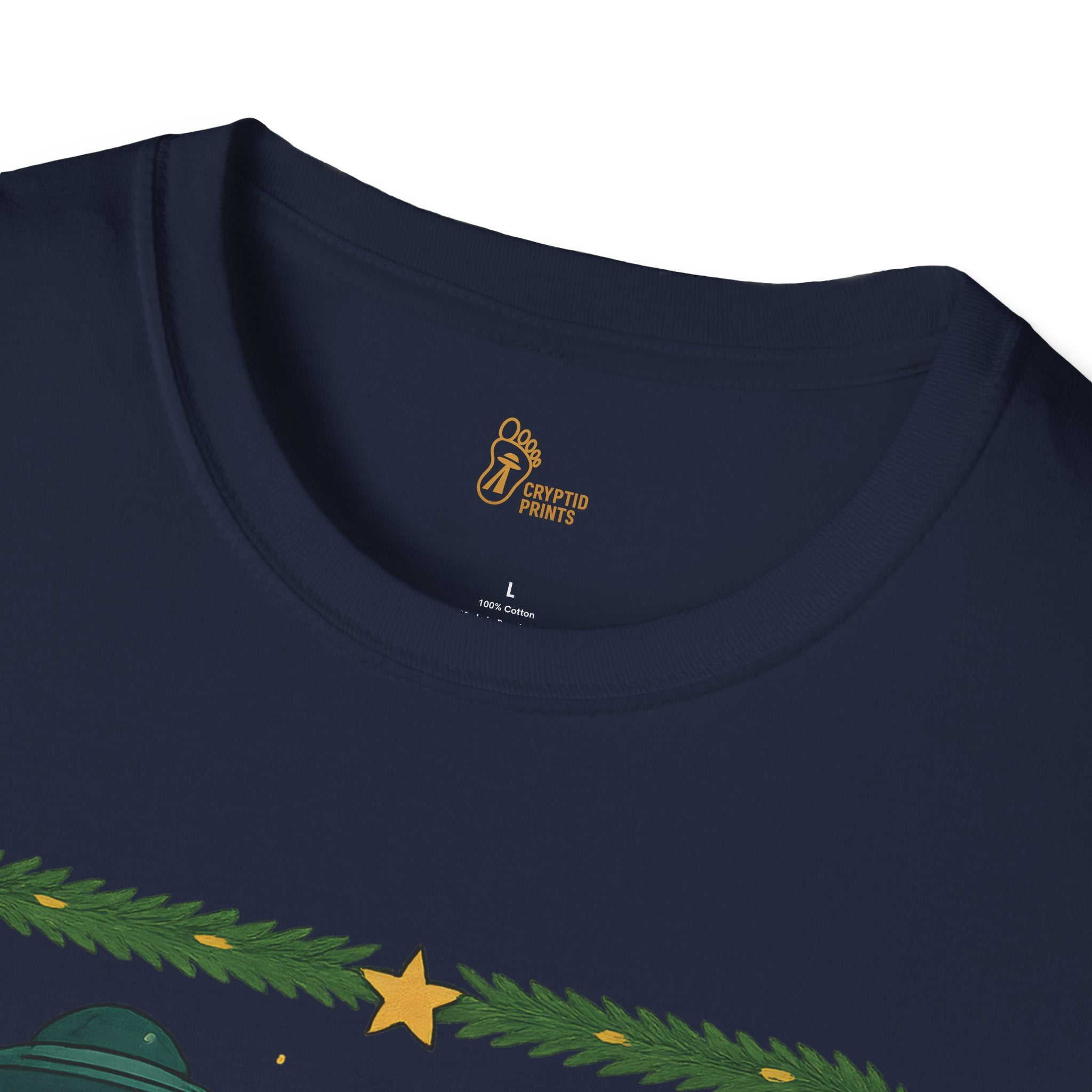 Alien Christmas Lights T-Shirt - Green UFO Holiday Design