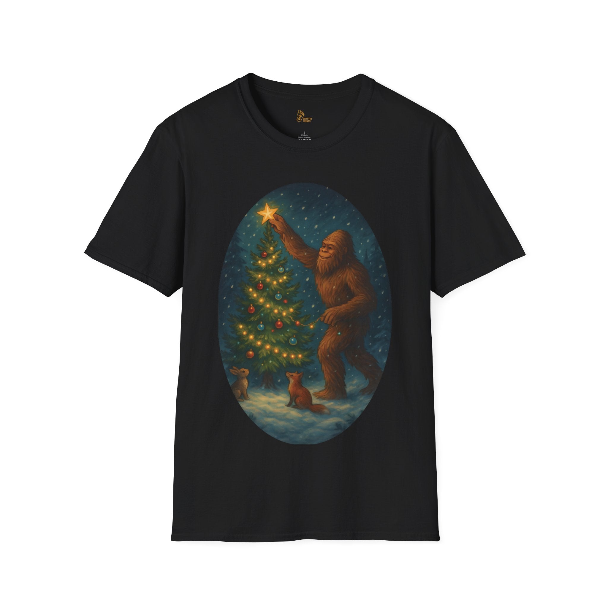 Bigfoot Christmas T-Shirt - Holiday Spirit Winter Scene