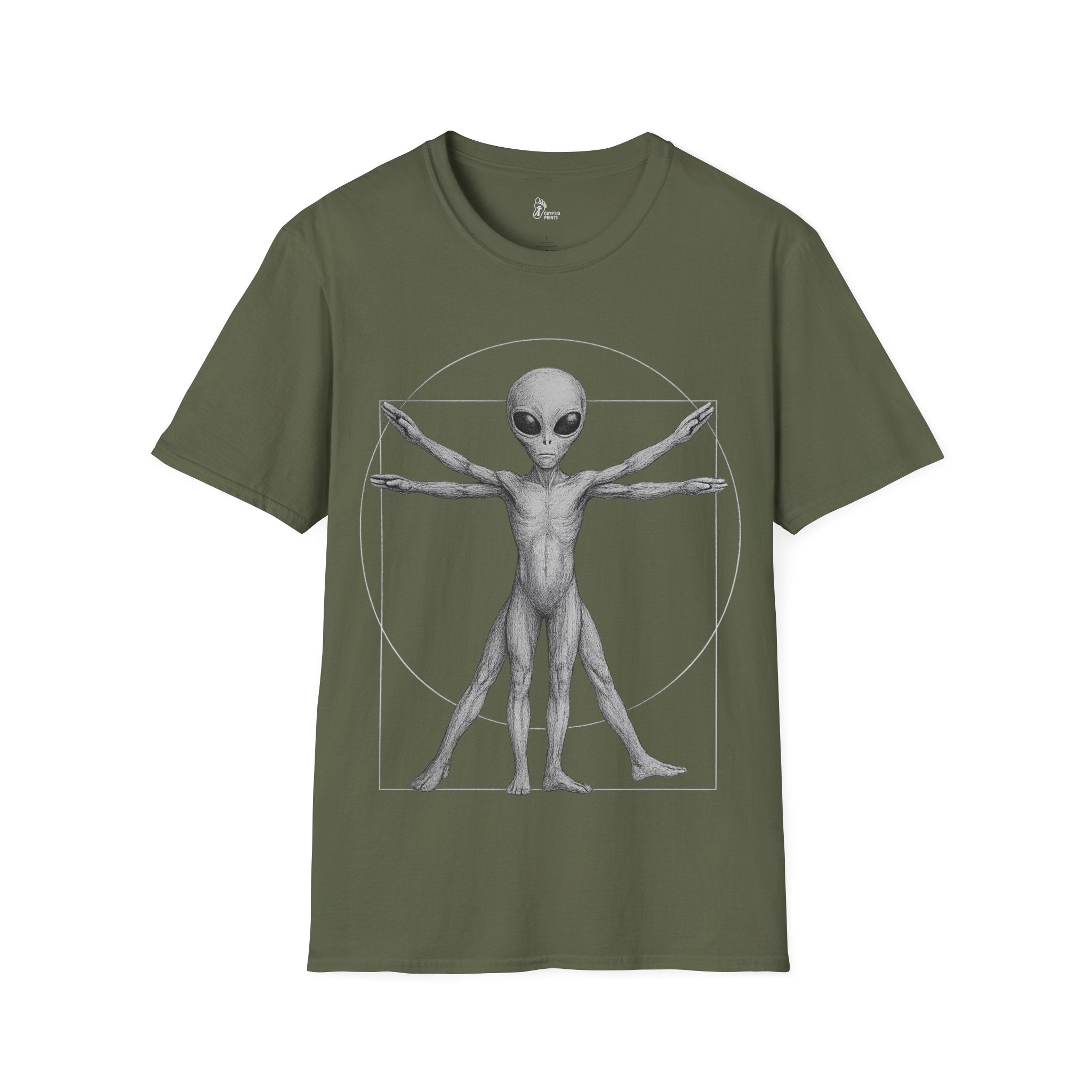 Alien Vitruvian Anatomy Graphic Tee - Cryptid Prints