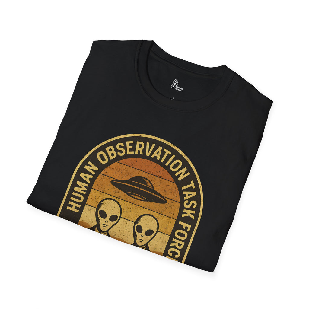 Human Observation Task Force Alien Badge Tee - Cryptid Prints