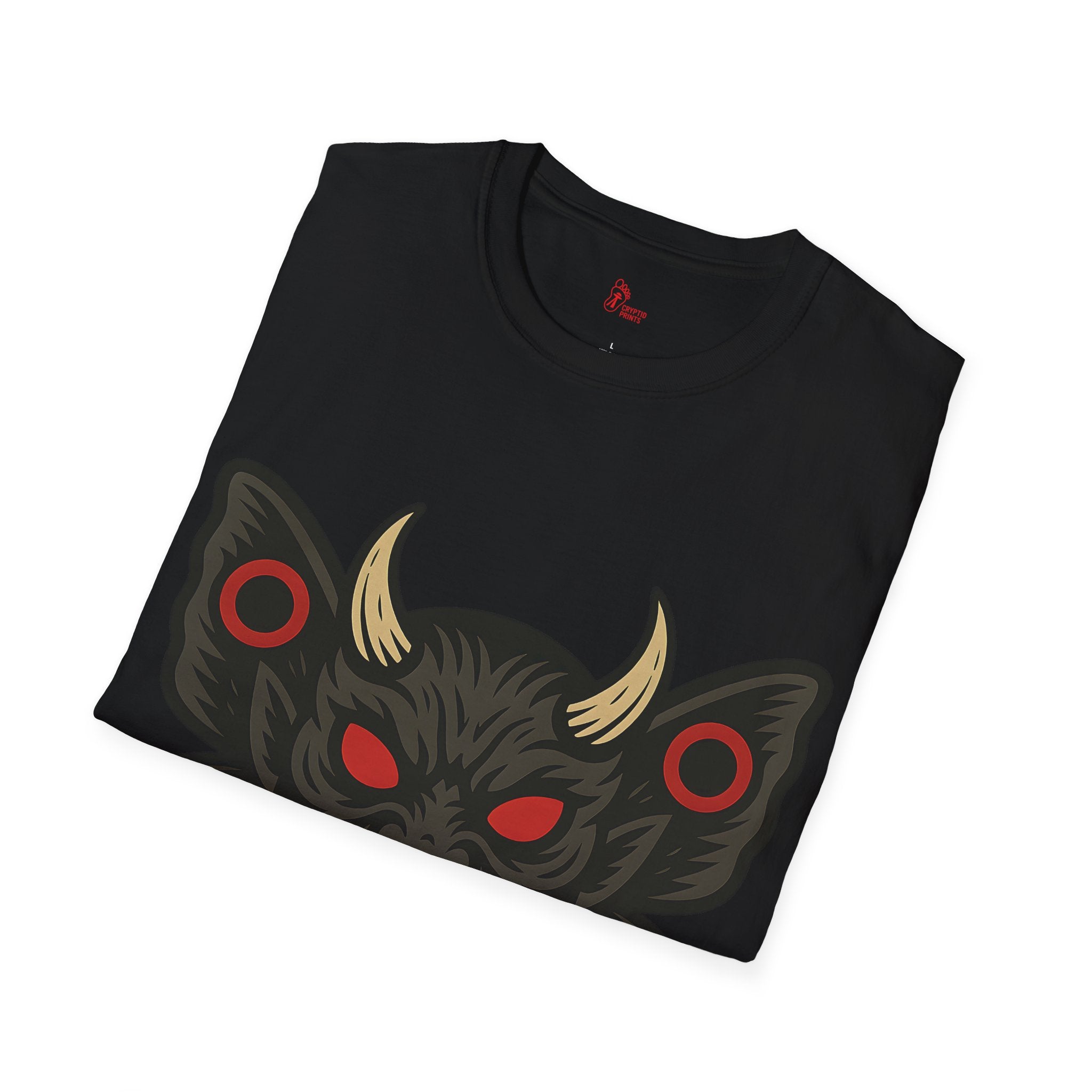 Oni Mask Mothman T-Shirt - Crimson-Eyed Nocturnal Terror