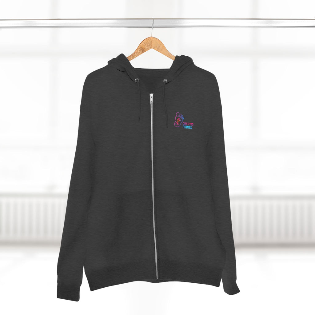Neon UFO Portal Zip Hoodie - Flying Saucer in Triangular Glow