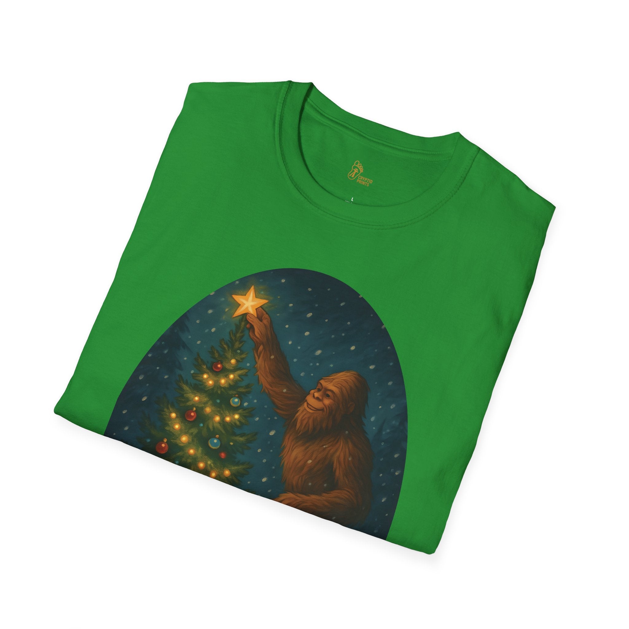 Bigfoot Christmas T-Shirt - Holiday Spirit Winter Scene