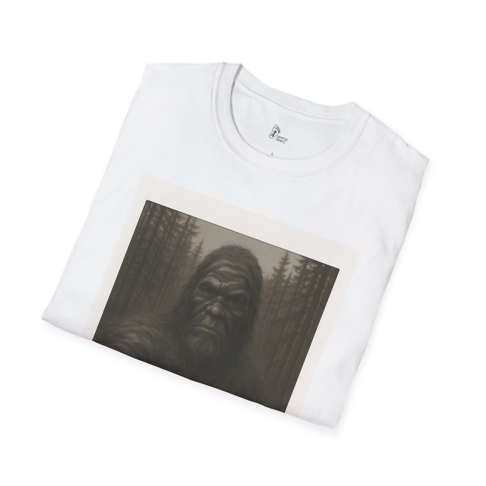 Bigfoot Hide-and-Seek T-Shirt - Retro-Style Forest Photo