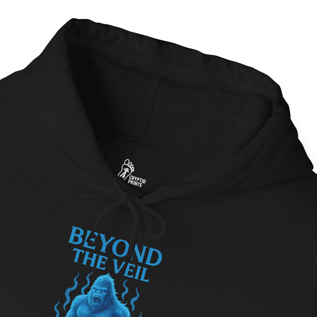 Beyond the Veil Bigfoot Hoodie - Cryptid Phantom in Blue Aura