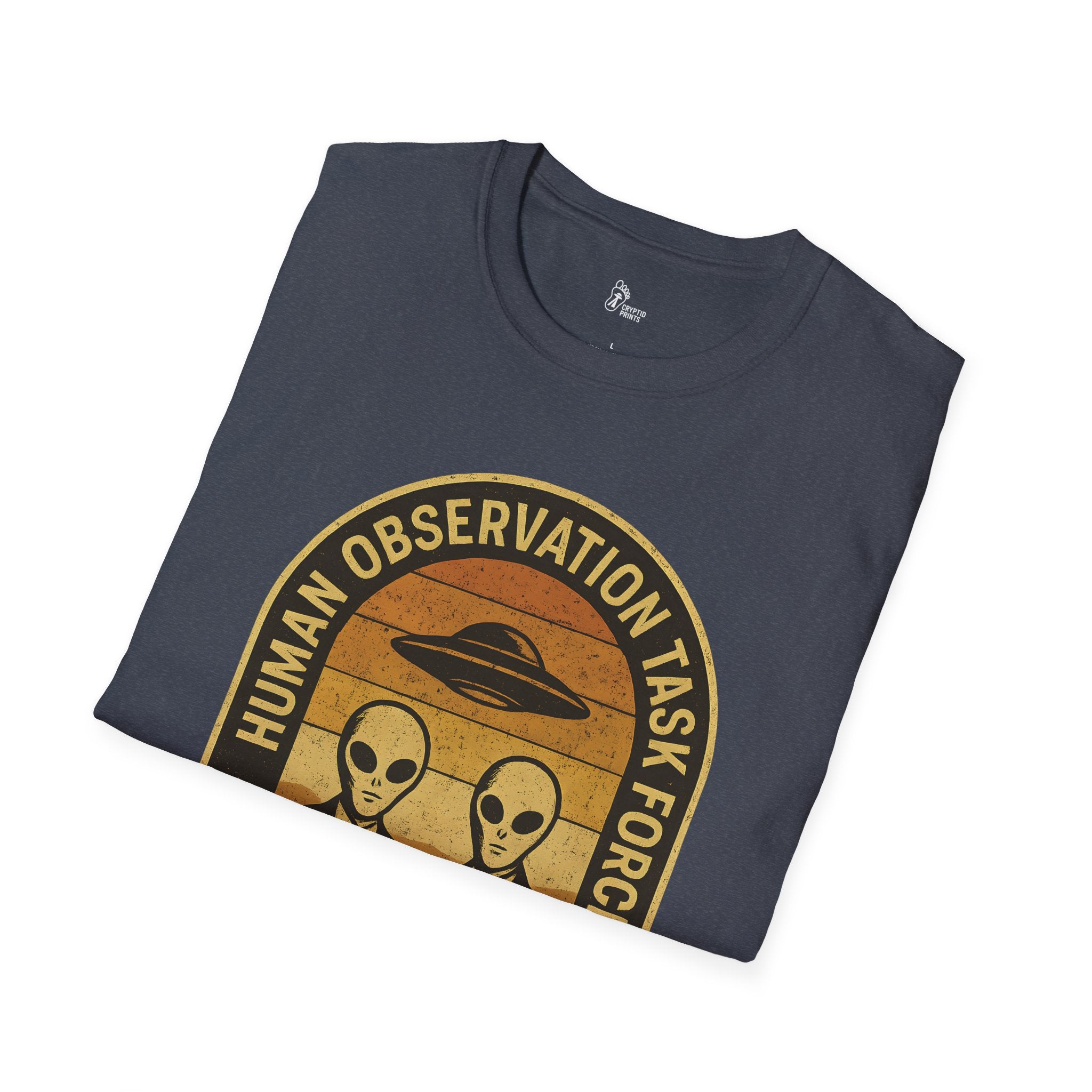 Human Observation Task Force Alien Badge Tee - Cryptid Prints