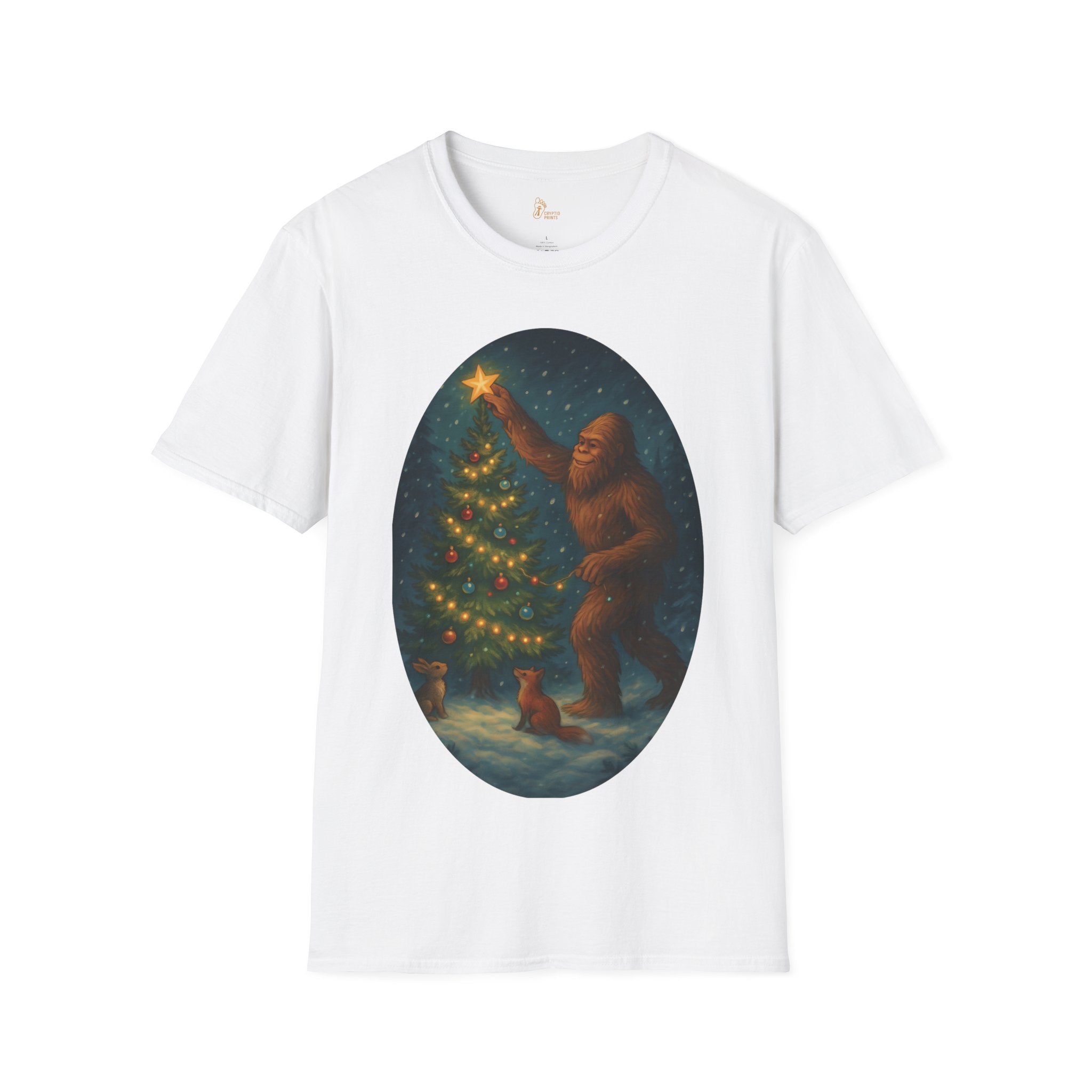 Bigfoot Christmas T-Shirt - Holiday Spirit Winter Scene