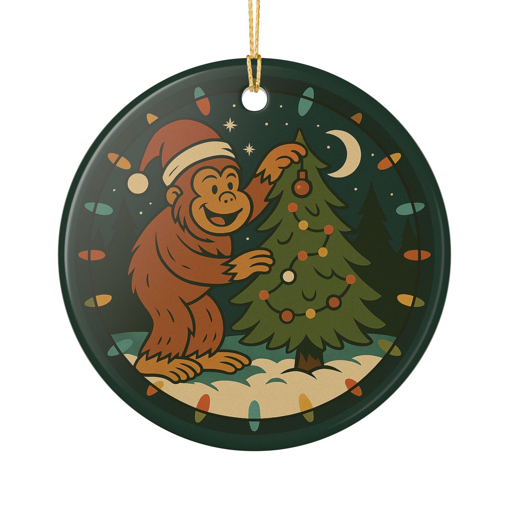 Bigfoot Christmas Ornament - Sasquatch Ceramic Holiday Decoration (1pc)