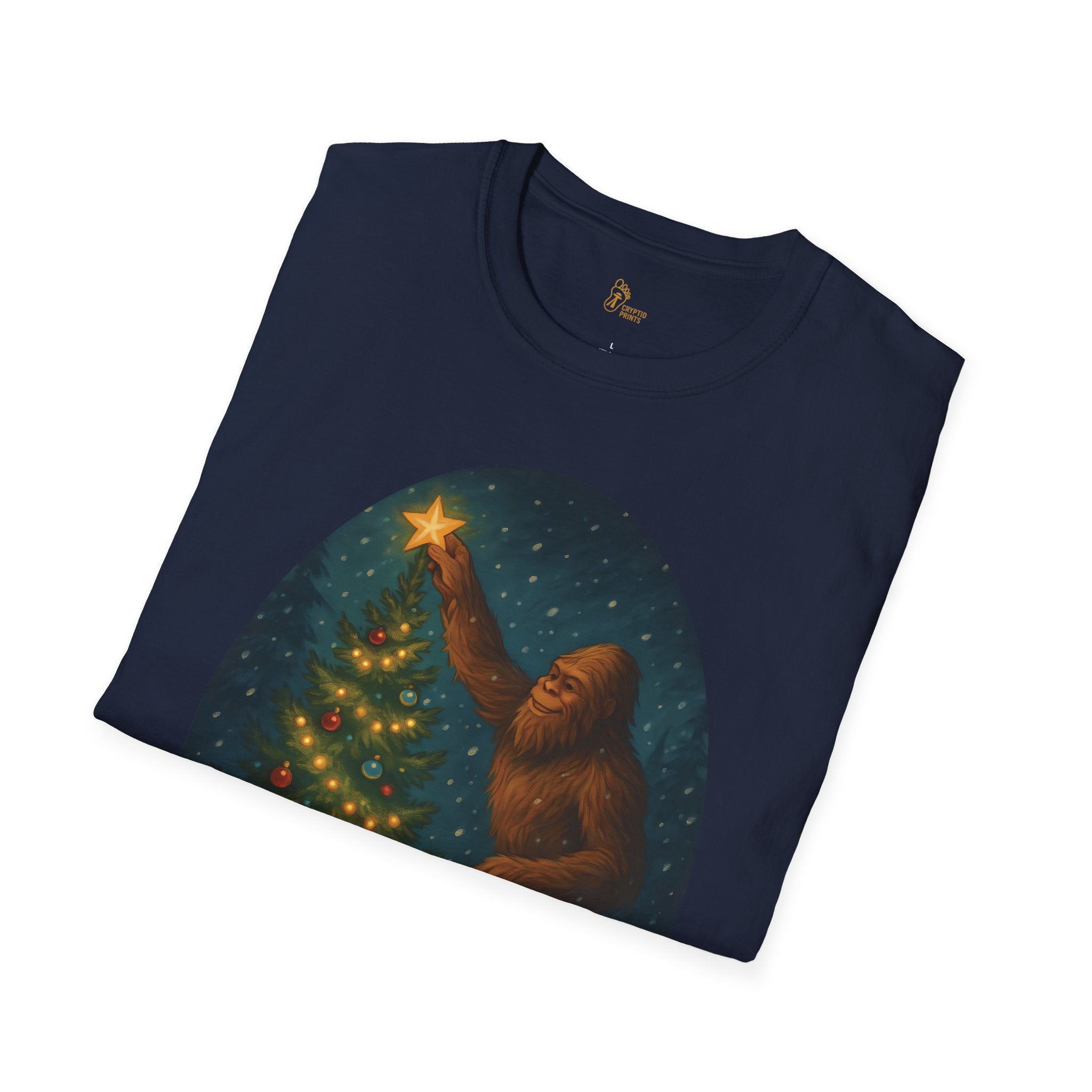 Bigfoot Christmas T-Shirt - Holiday Spirit Winter Scene