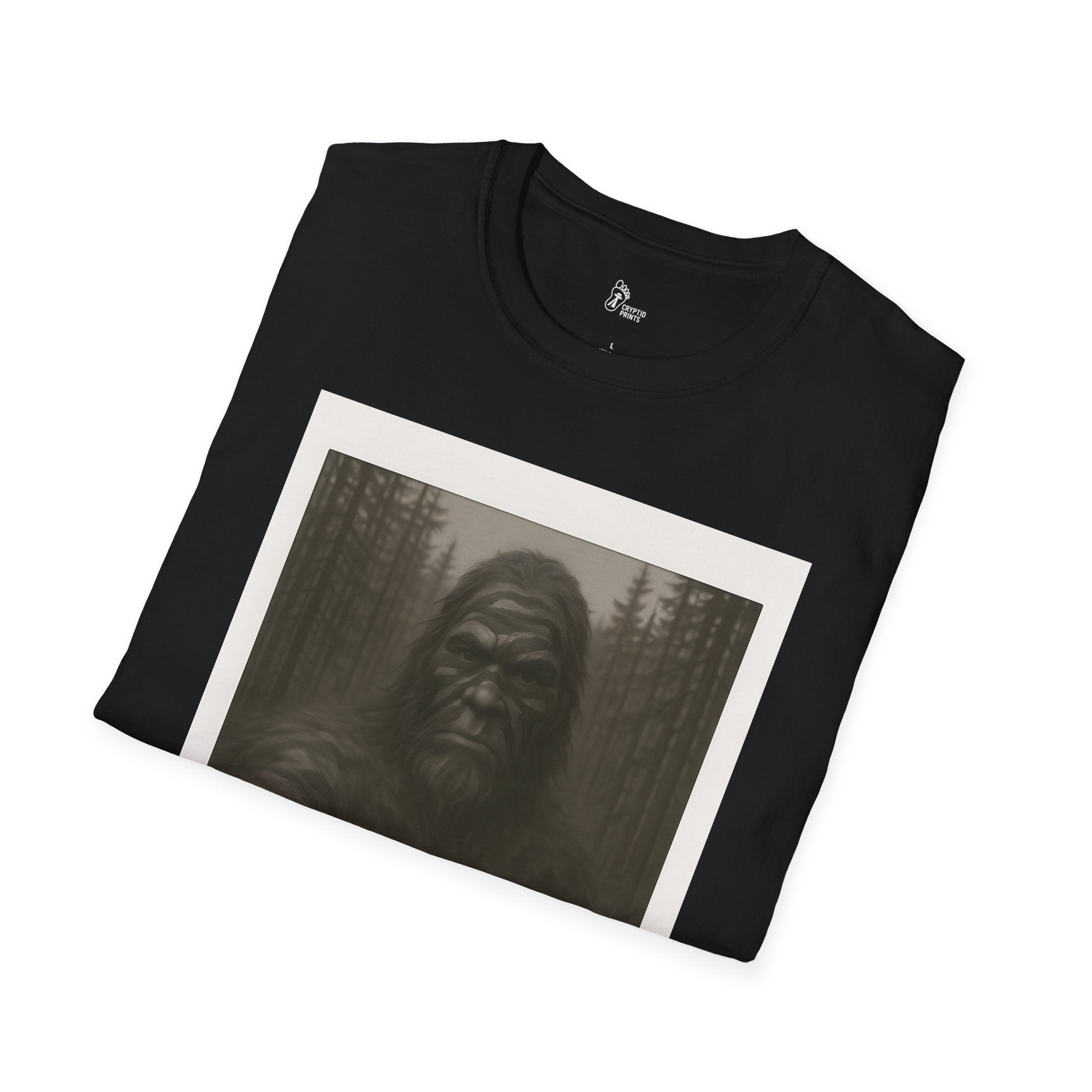 Bigfoot Hide-and-Seek T-Shirt - Retro-Style Forest Photo