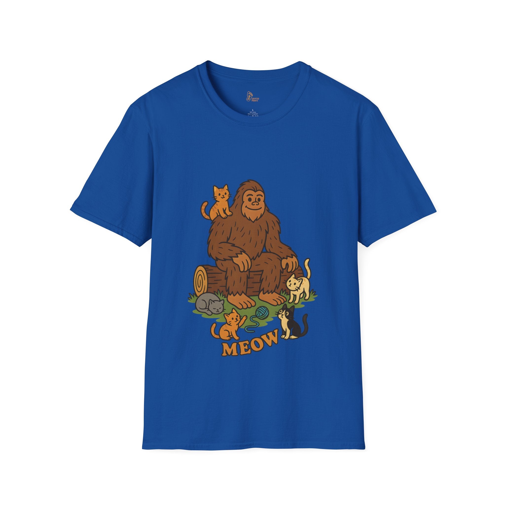 Bigfoot & Cats Meow T-Shirt - Cute Cryptid Cat Lover Tee