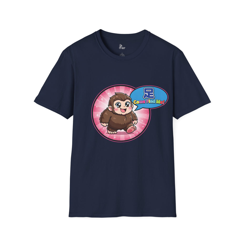 Chibi Bigfoot "Come Find Me!" Graphic T-Shirt - Cryptid Prints