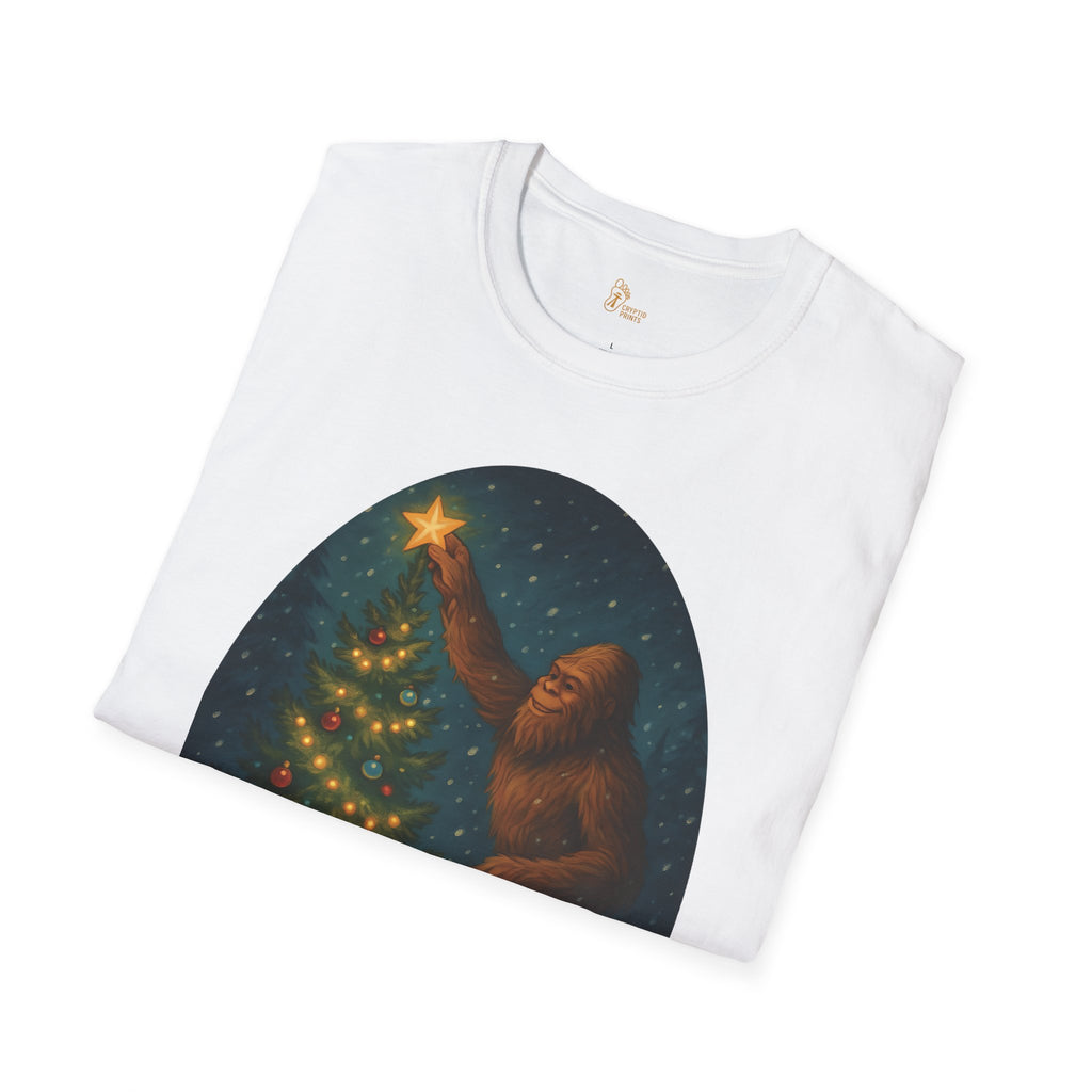 Bigfoot Christmas T-Shirt - Holiday Spirit Winter Scene