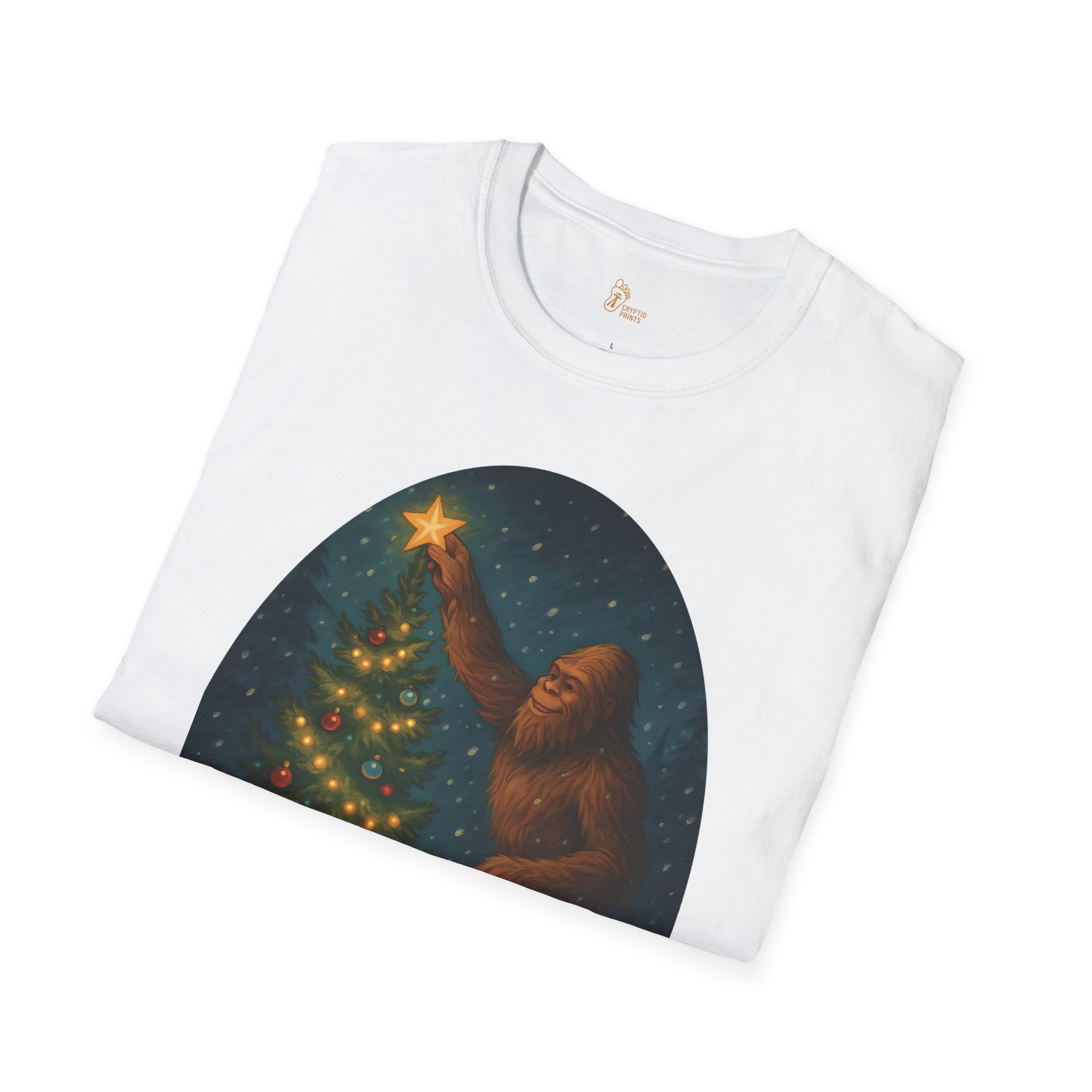 Bigfoot Christmas T-Shirt - Holiday Spirit Winter Scene