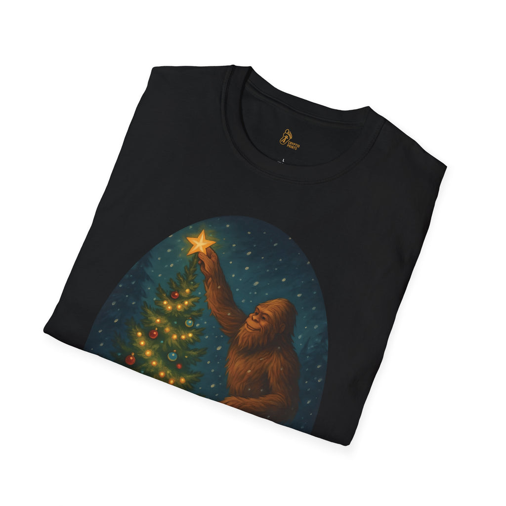 Bigfoot Christmas T-Shirt - Holiday Spirit Winter Scene