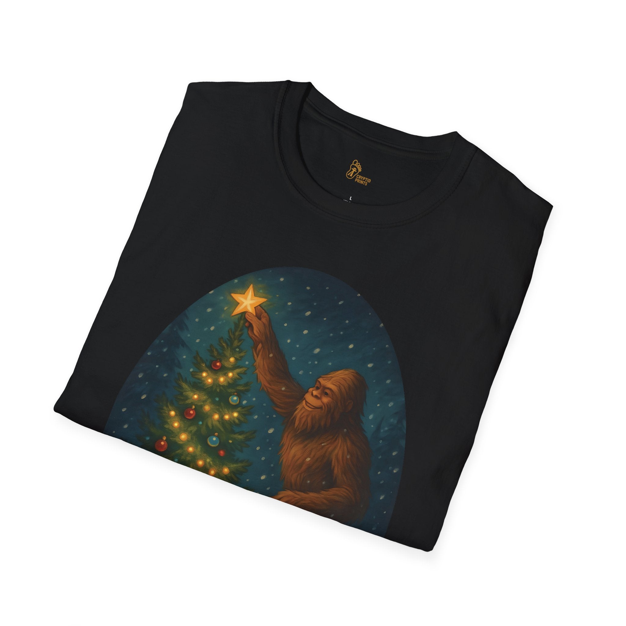 Bigfoot Christmas T-Shirt - Holiday Spirit Winter Scene