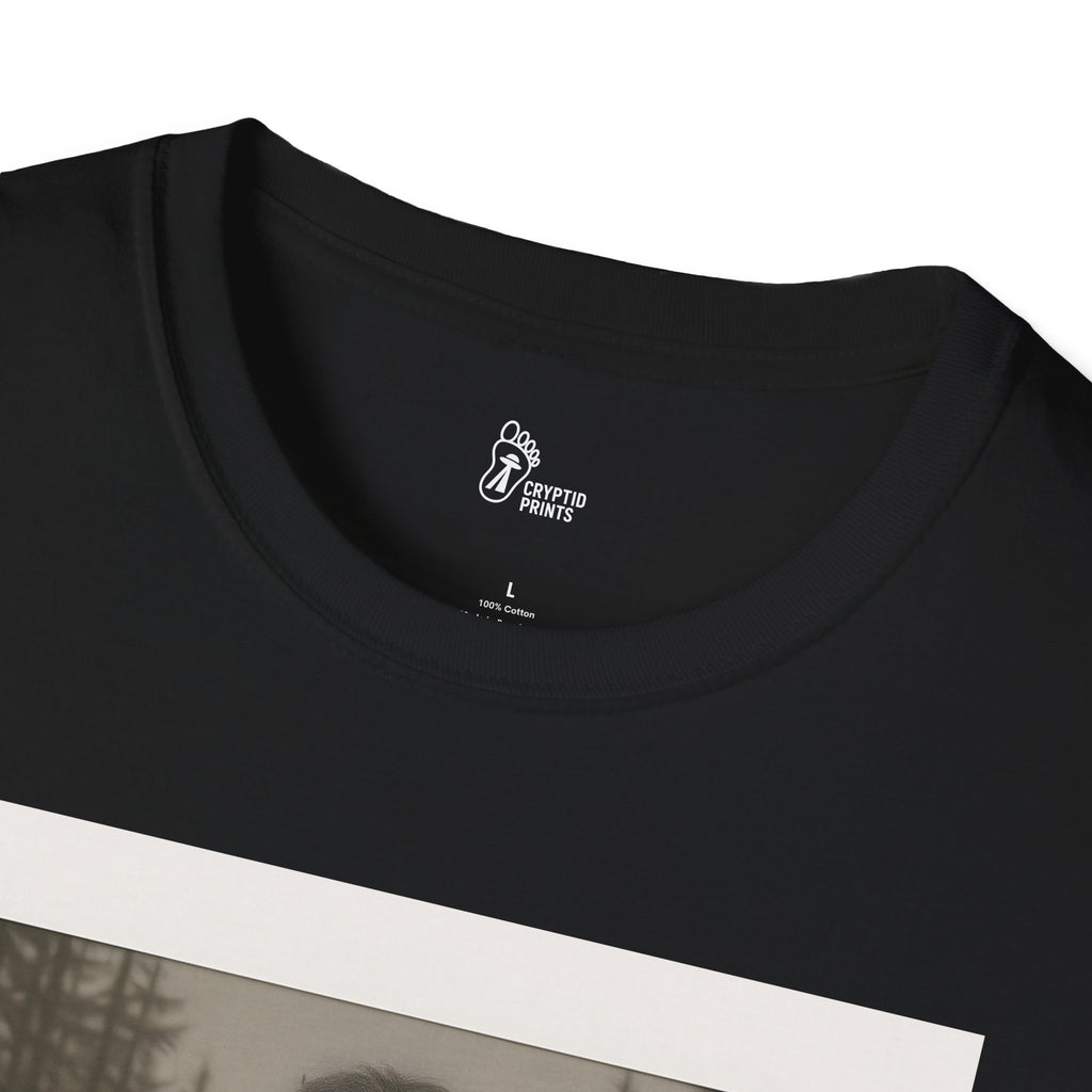 Bigfoot Hide-and-Seek T-Shirt - Retro-Style Forest Photo