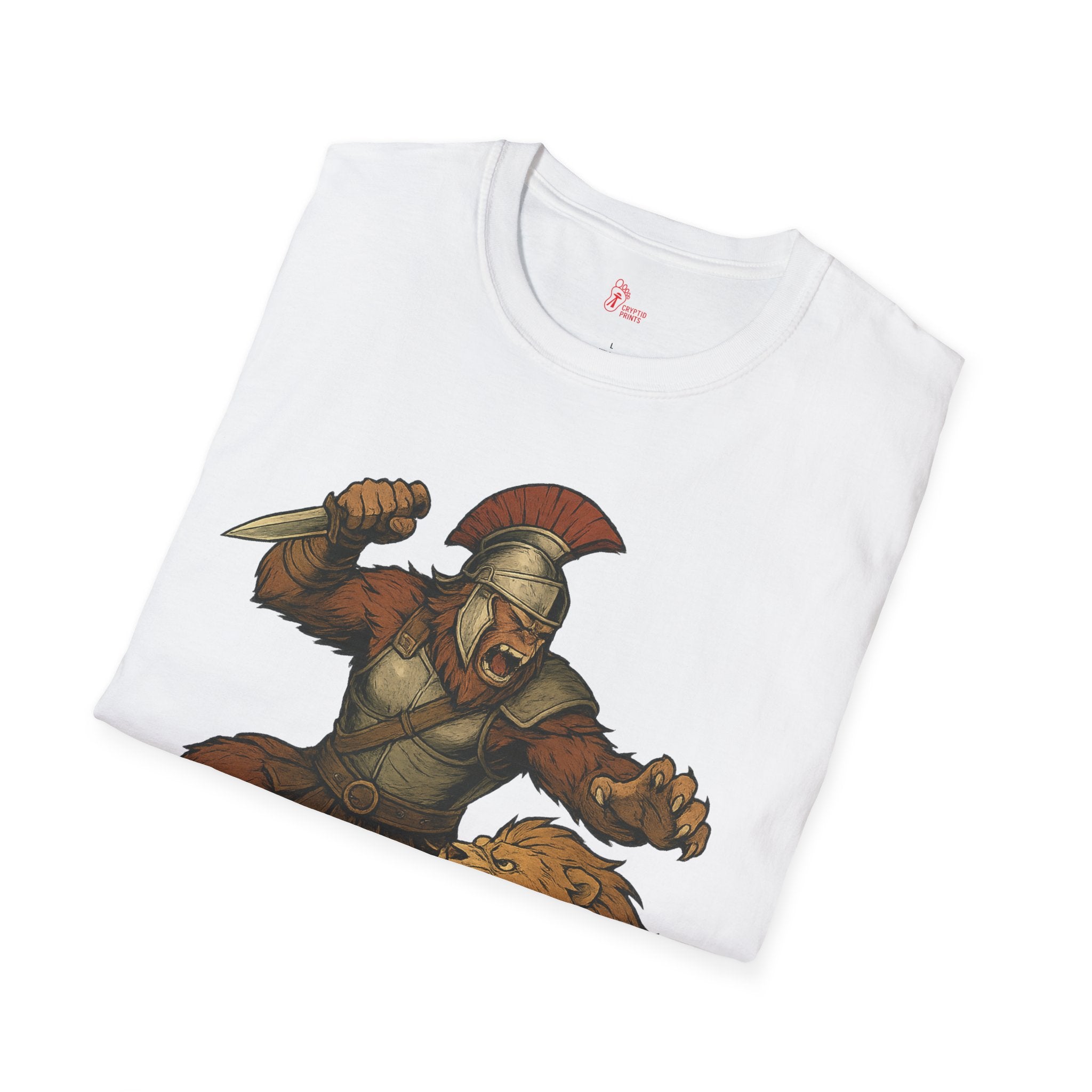 Roman Warrior Bigfoot T-Shirt - Gladiator Bigfoot Cryptid Design