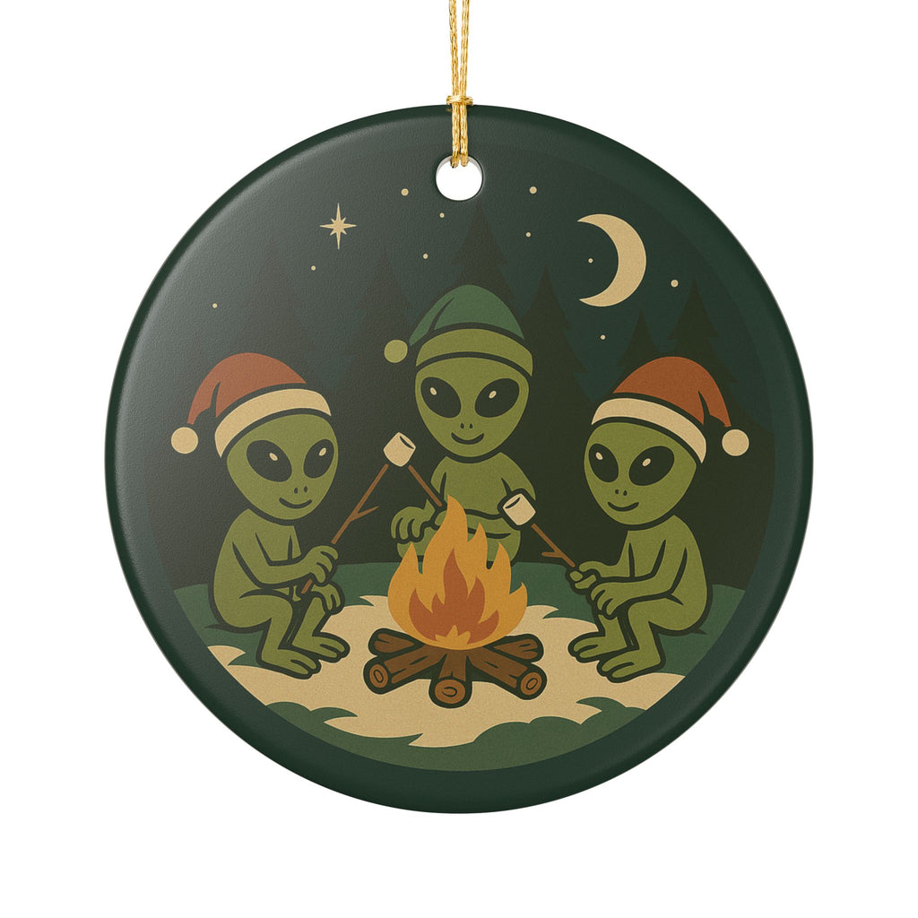 Alien Christmas Ornament - Extraterrestrial Ceramic Holiday Decoration (1pc)