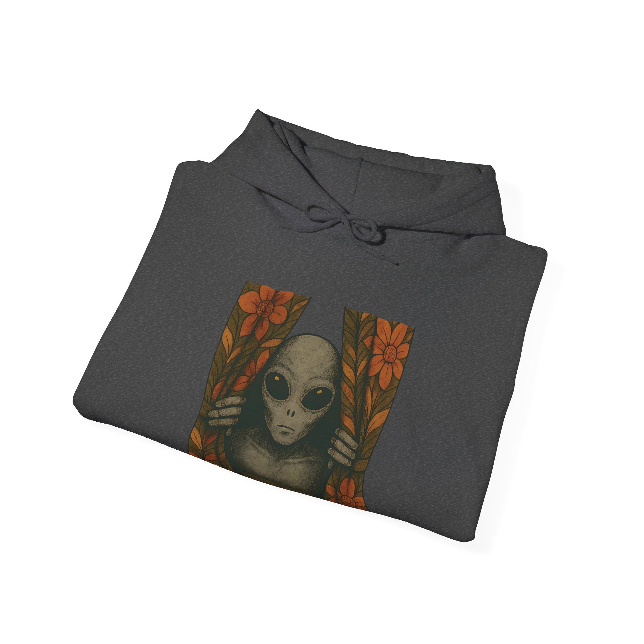 Alien Peeking Window Hoodie - Retro Encounter at Nightfall