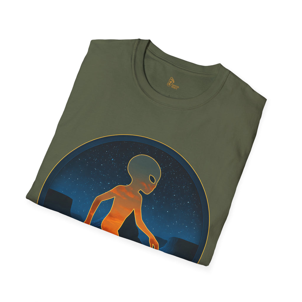 Alien Walker Night Landscape Graphic Tee - Cryptid Prints