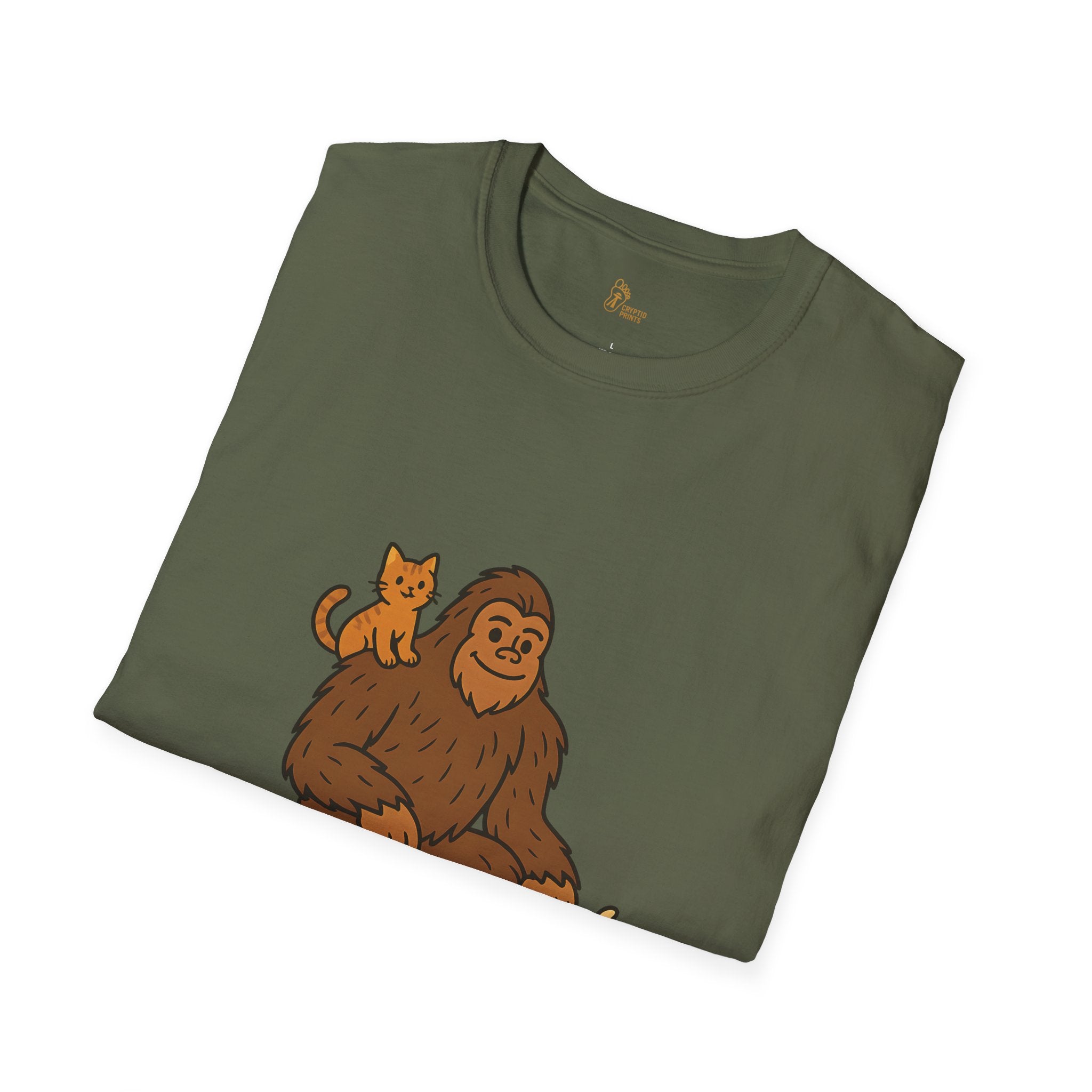 Bigfoot & Cats Meow T-Shirt - Cute Cryptid Cat Lover Tee