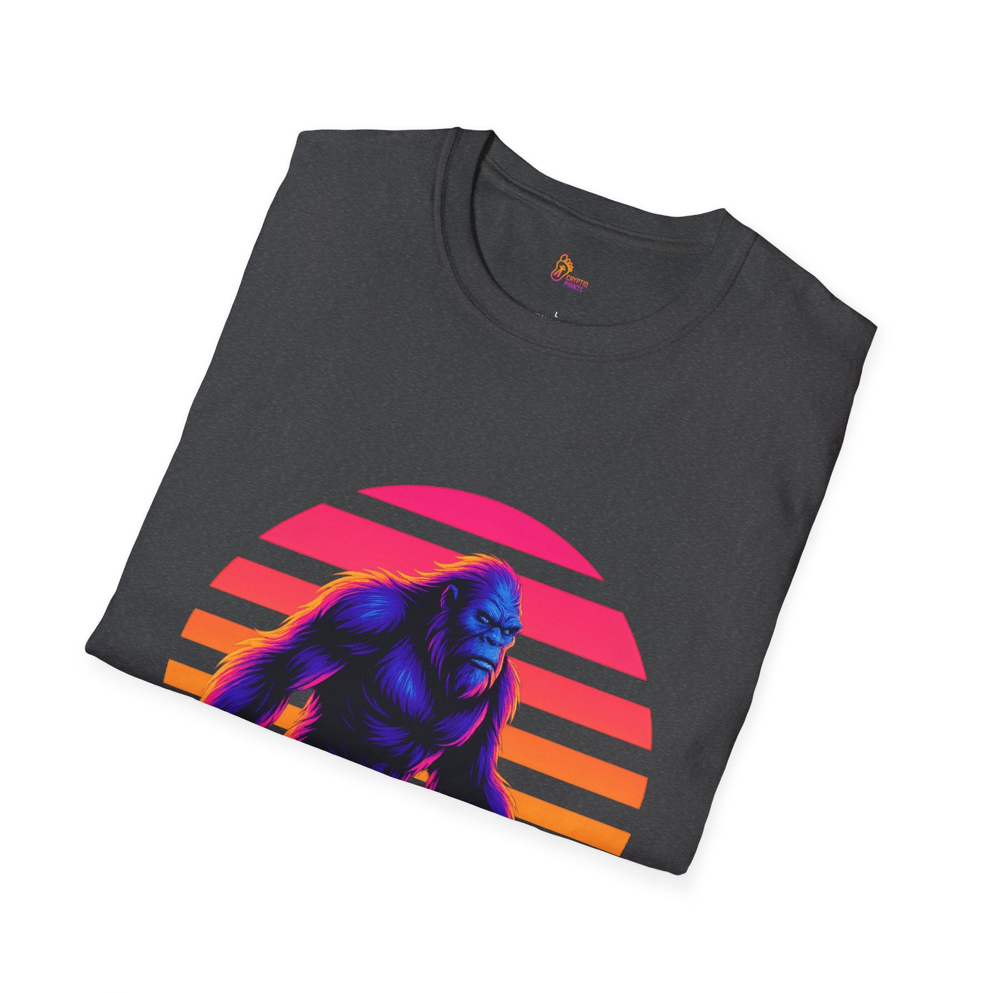 Neon Bigfoot Sunset Graphic Tee - Cryptid Prints