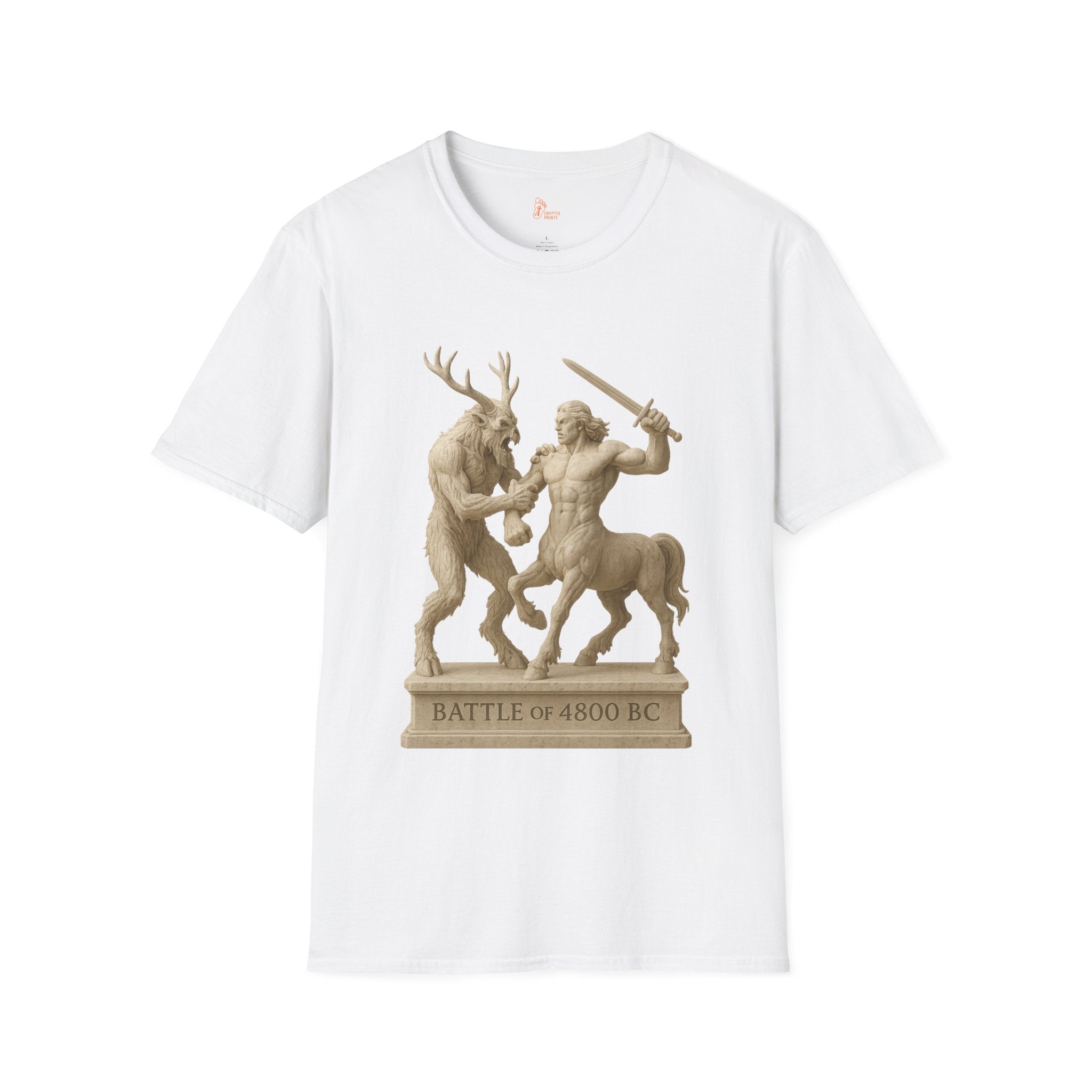 Wendigo vs Centaur T-Shirt - Mythic Stone Sculpture Style