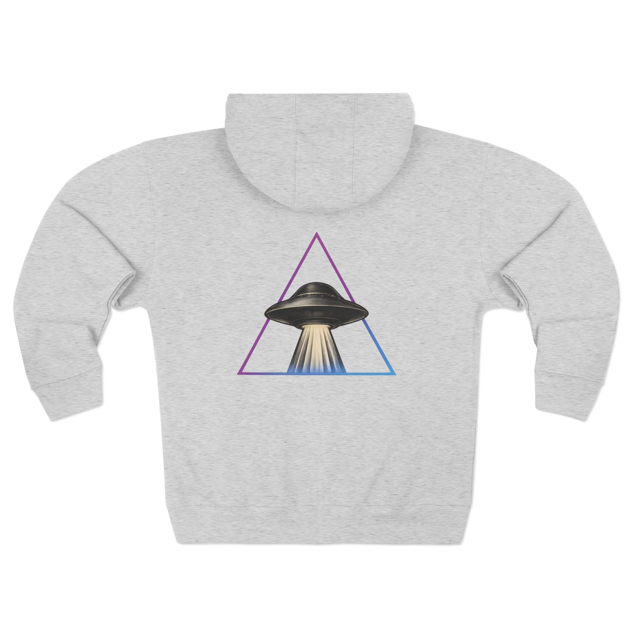 Neon UFO Portal Zip Hoodie - Flying Saucer in Triangular Glow