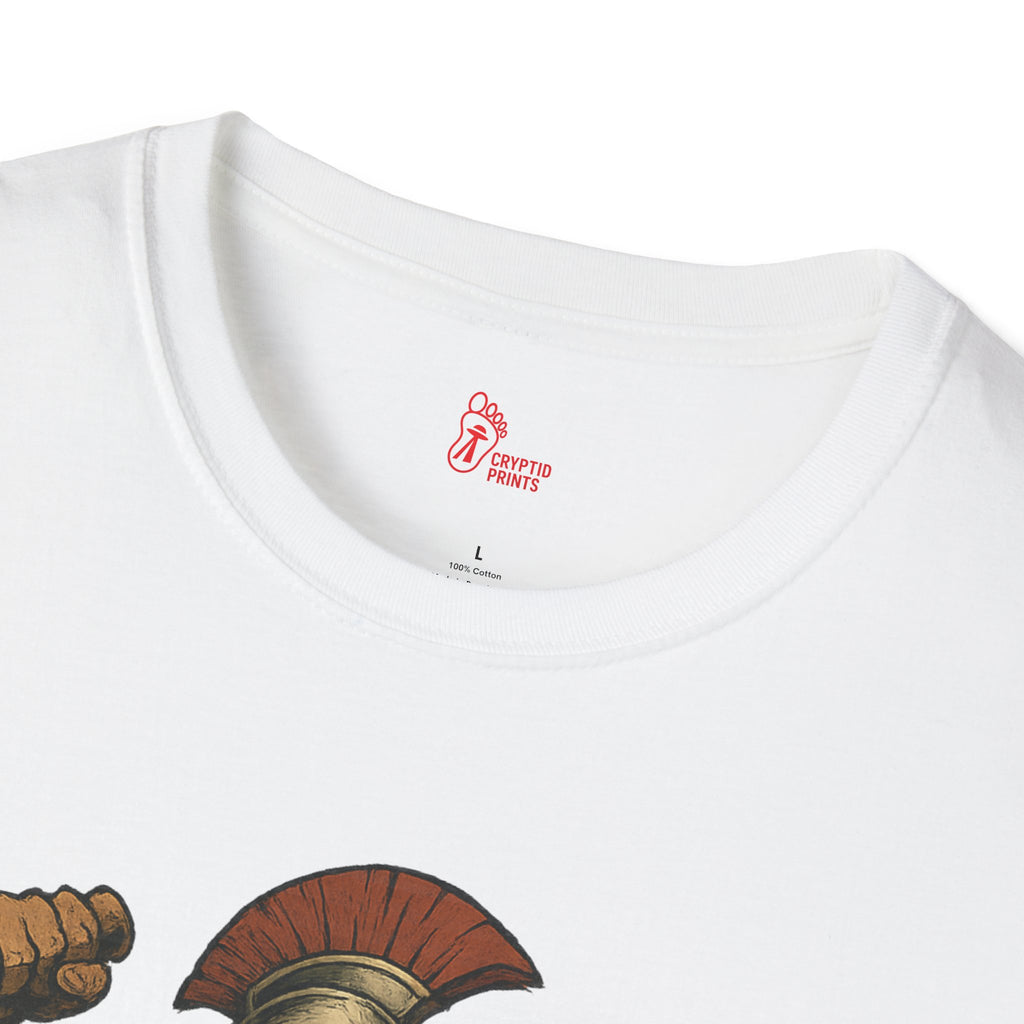 Roman Warrior Bigfoot T-Shirt - Gladiator Bigfoot Cryptid Design
