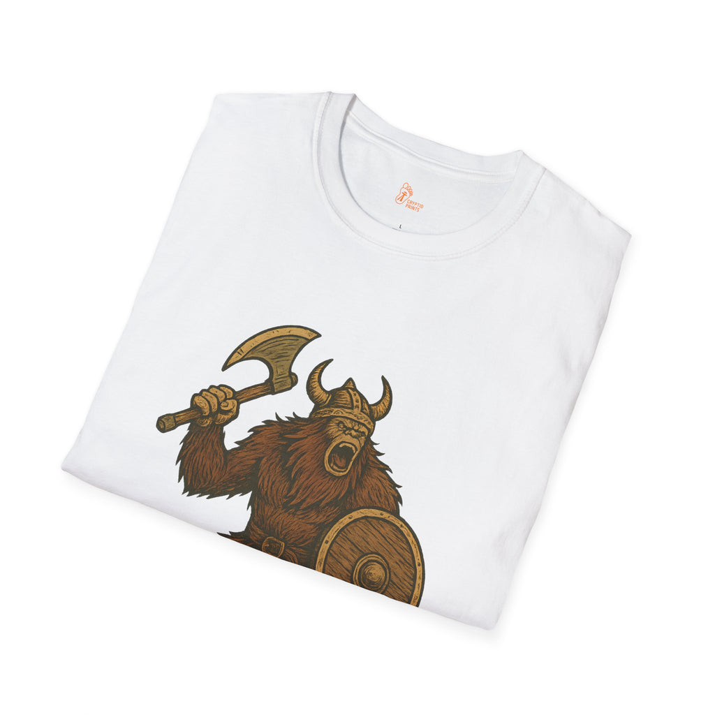 Viking Bigfoot T-Shirt - “STÓRFÓTR” Norse Warrior Cryptid Design