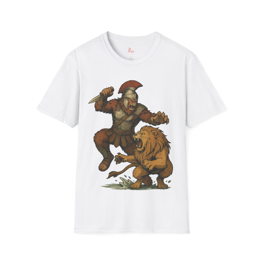 Roman Warrior Bigfoot T-Shirt - Gladiator Bigfoot Cryptid Design
