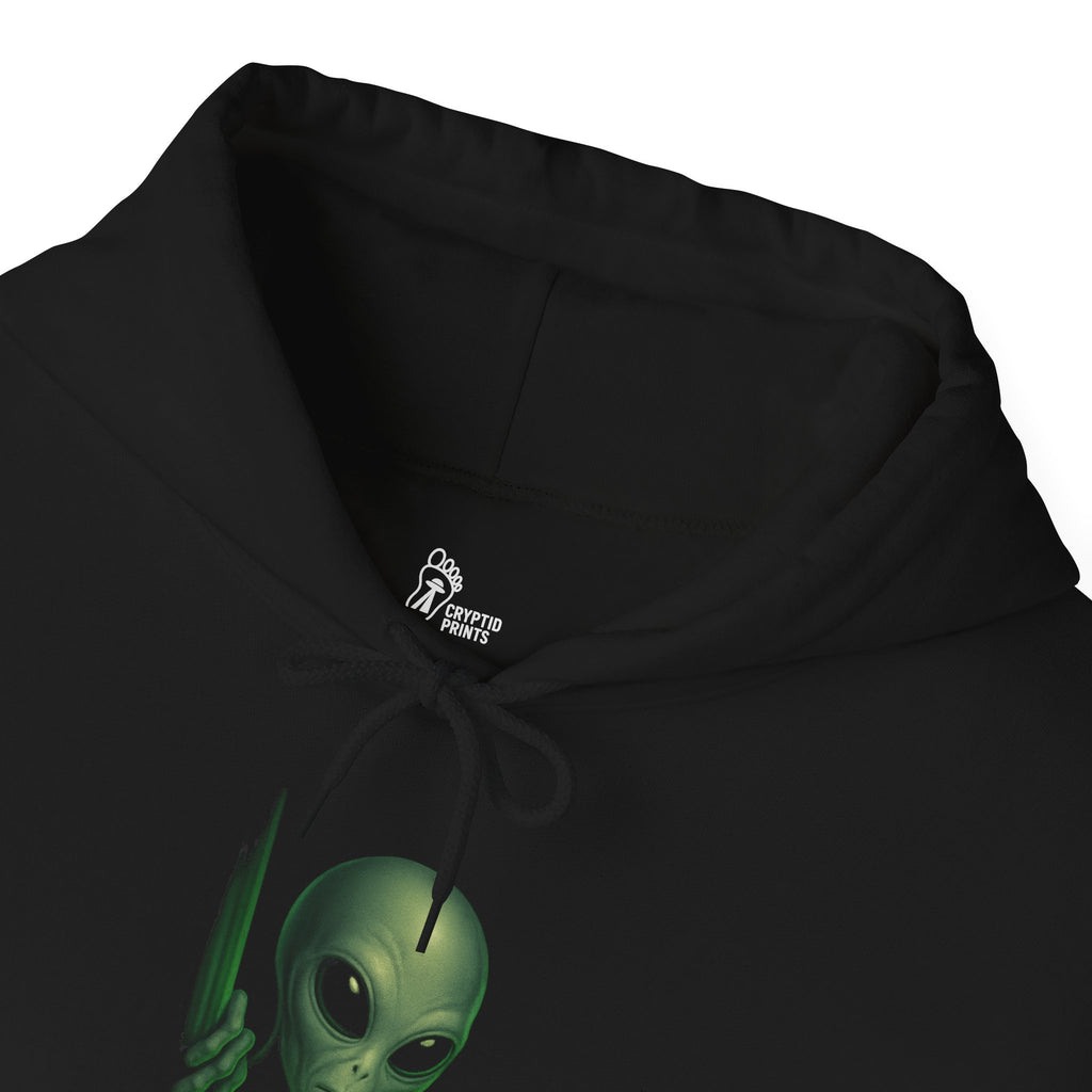 Alien "BELIEVE" Hoodie - Neon Green Extraterrestrial Design