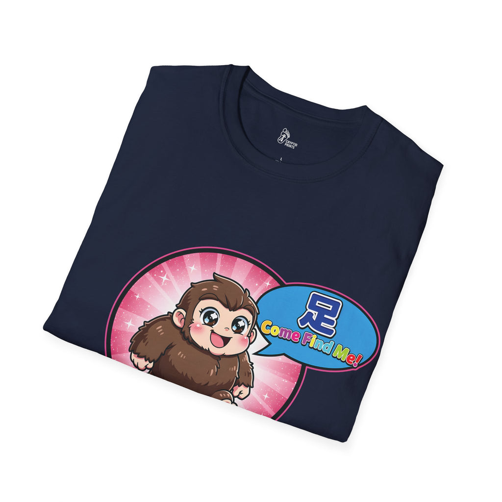 Chibi Bigfoot "Come Find Me!" Graphic T-Shirt - Cryptid Prints